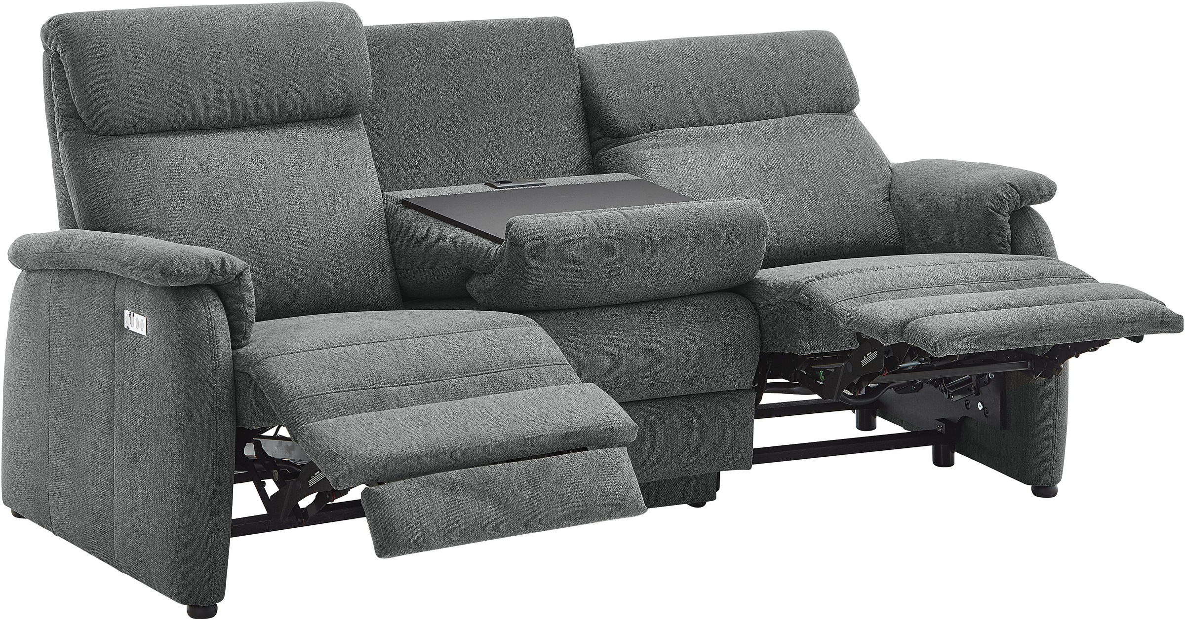 Home affaire 3-Sitzer »Turin Sofa mit elektrischer Relaxfunktion, Breite 226 cm« inkl. Tisch, USB & Steckdose, Federkern & pflegeleichtem Bezug