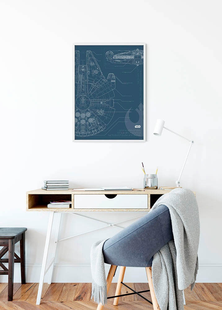Komar Bild »Star Wars Blueprint Falcon« Star Wars 1 Stk. tlg. Wandbild zur Dekoration im Kinderzimmer - ohne Rahmen
