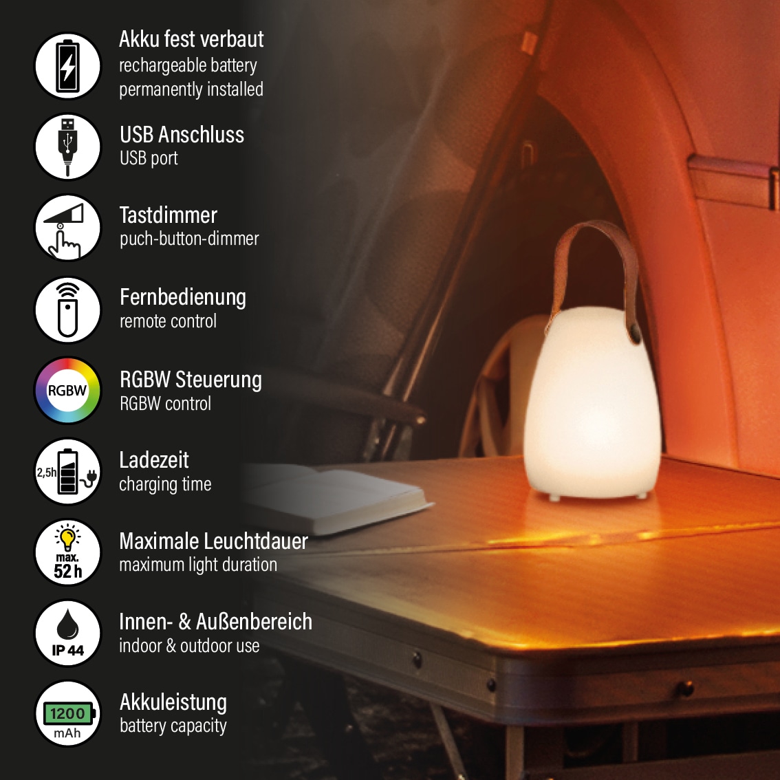 easy! BY FHL Außen-Tischleuchte »Ruby« LED-Modul 1 Stk. LED,MobilesLicht,Akkulampe,Farbwechsel,Dimmbar