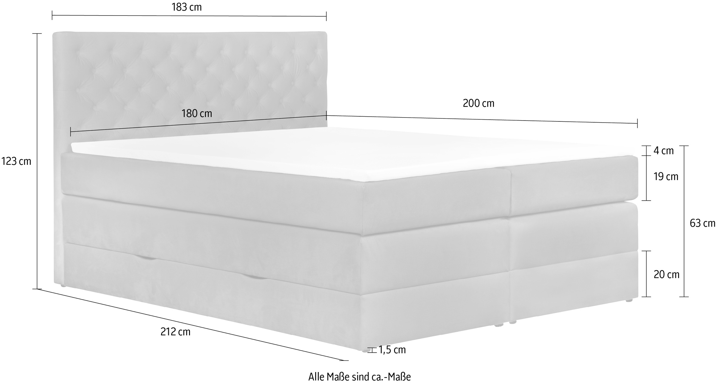 Leonique Boxspringbett »Jahvis«, incl. Topper und Bettkasten, in 4 Breiten, 3 Härtegraden