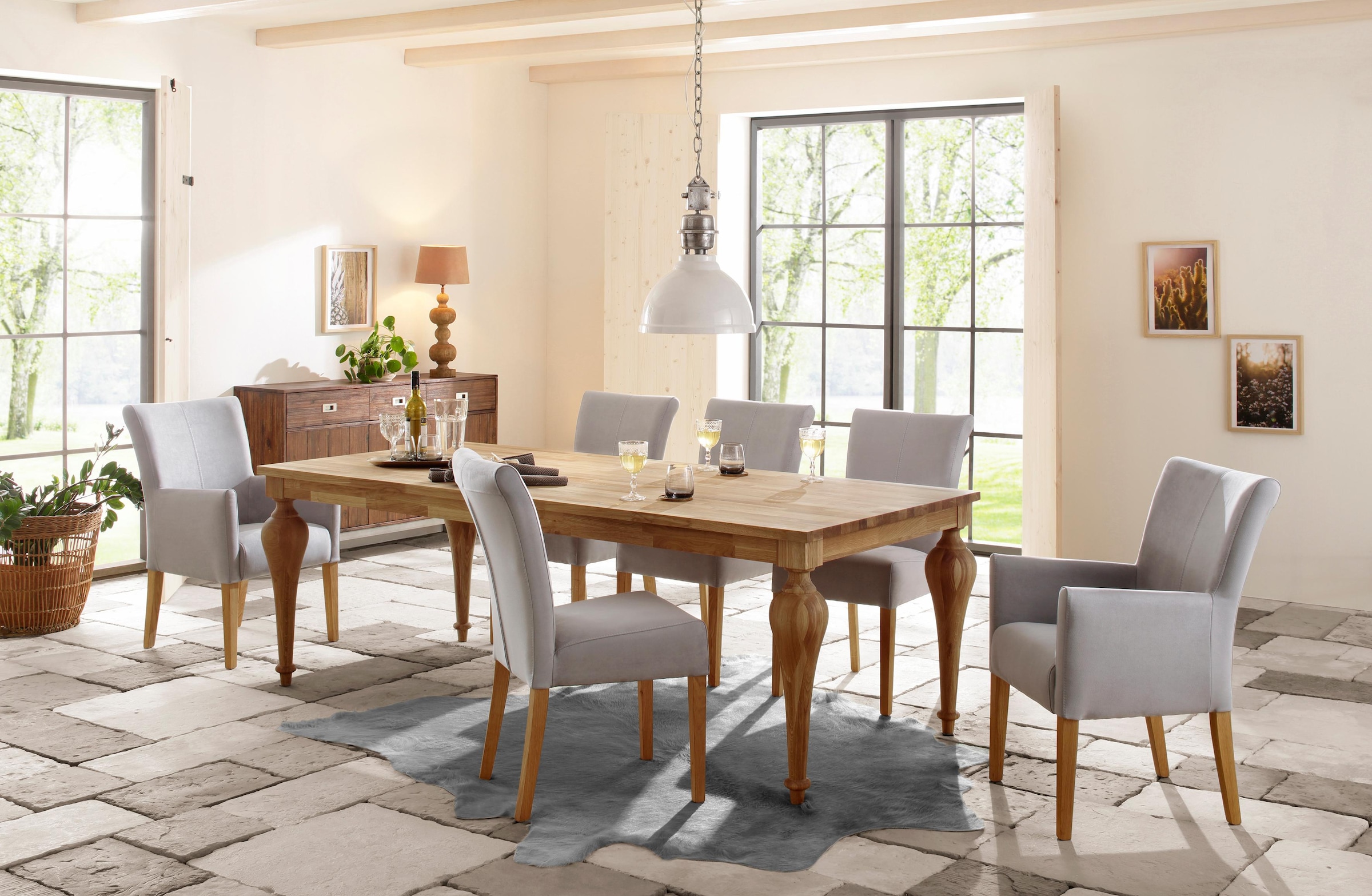 Home affaire Esszimmerstuhl »Queen Polsterstuhl BESTSELLER«, (Set), 6 St., Luxus-Microfaser, verschiedene Bezüge, Gestell Massivholz