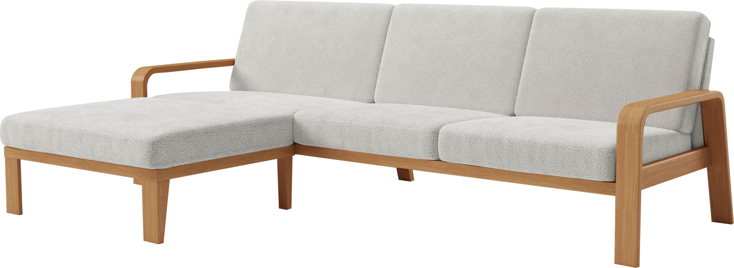 sit&more Ecksofa »Kolding L-Form«, Armlehnen aus eichefarbigem Buchenholz, verschiedene Bezüge und Farben