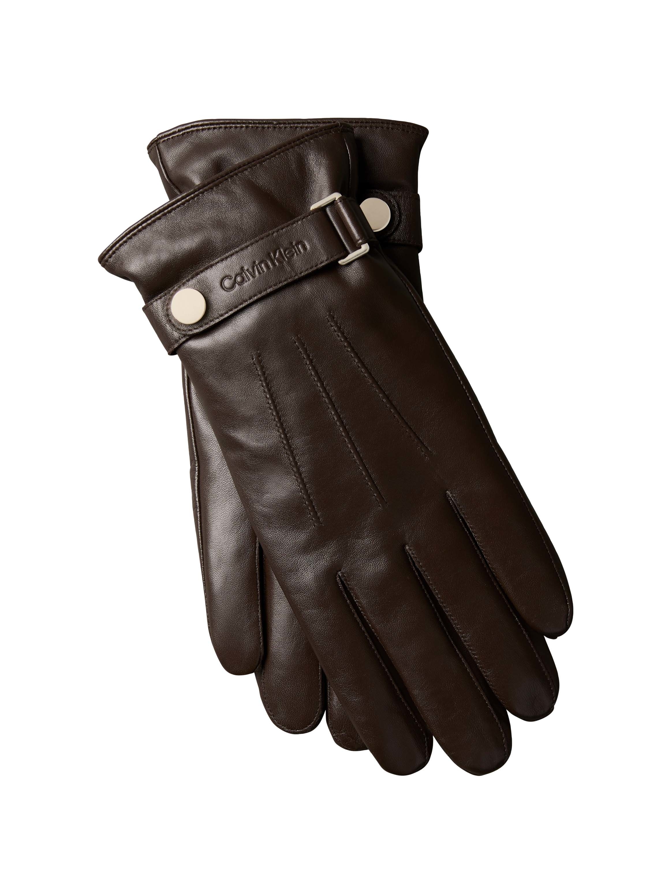 Calvin Klein Lederhandschuhe »LOGO STRAP SMOOTH LEATHER GLOVES« Perfekt für den Alltag