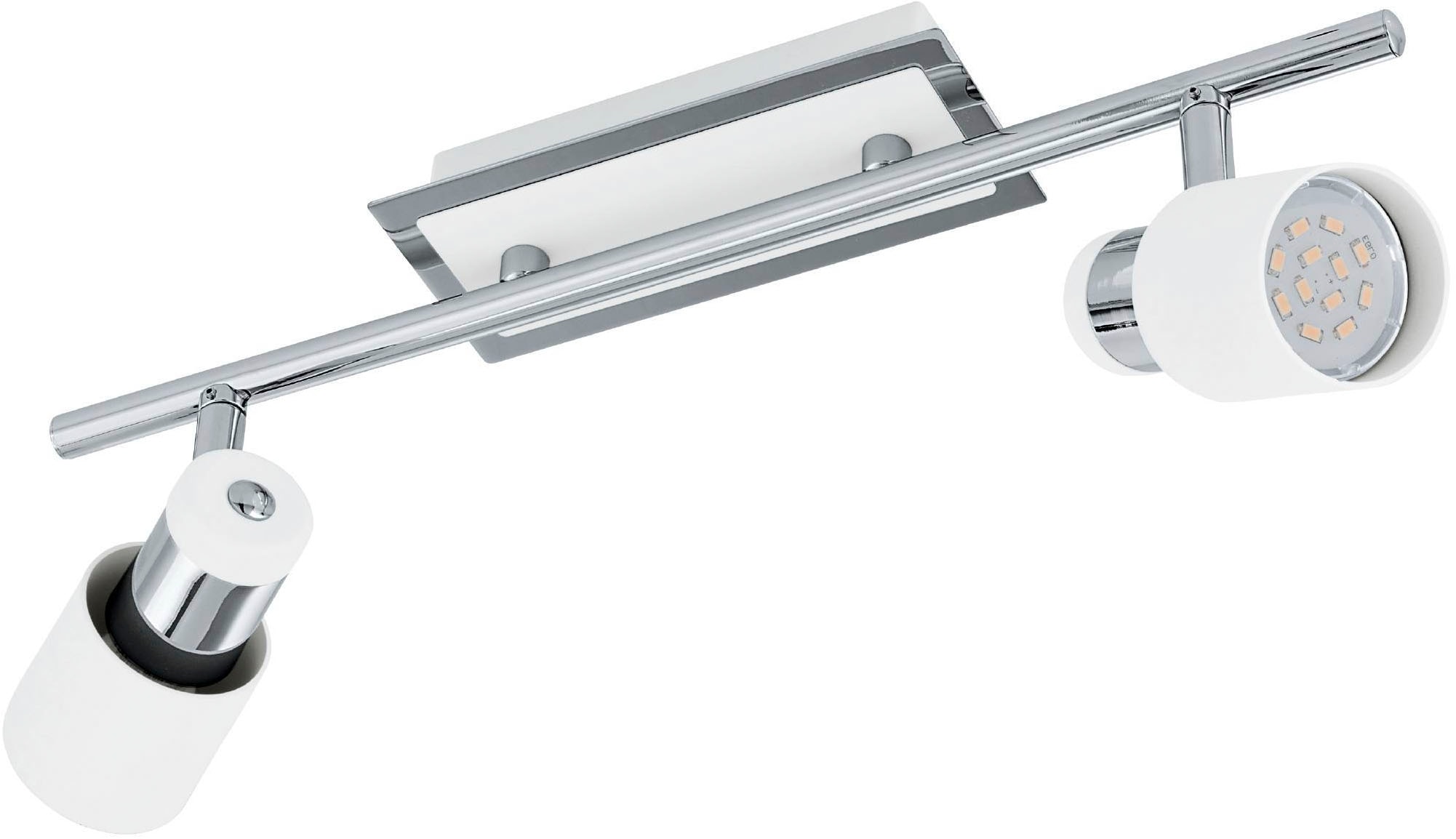 EGLO Deckenleuchte »Davida Deckenlampe, Deckenspot aus Metall, Wohnzimmerlampe, GU10« GU10 1 Stk. Spot - L39 x B7 cm - chrom, weiß - 2X4,6W inkl.