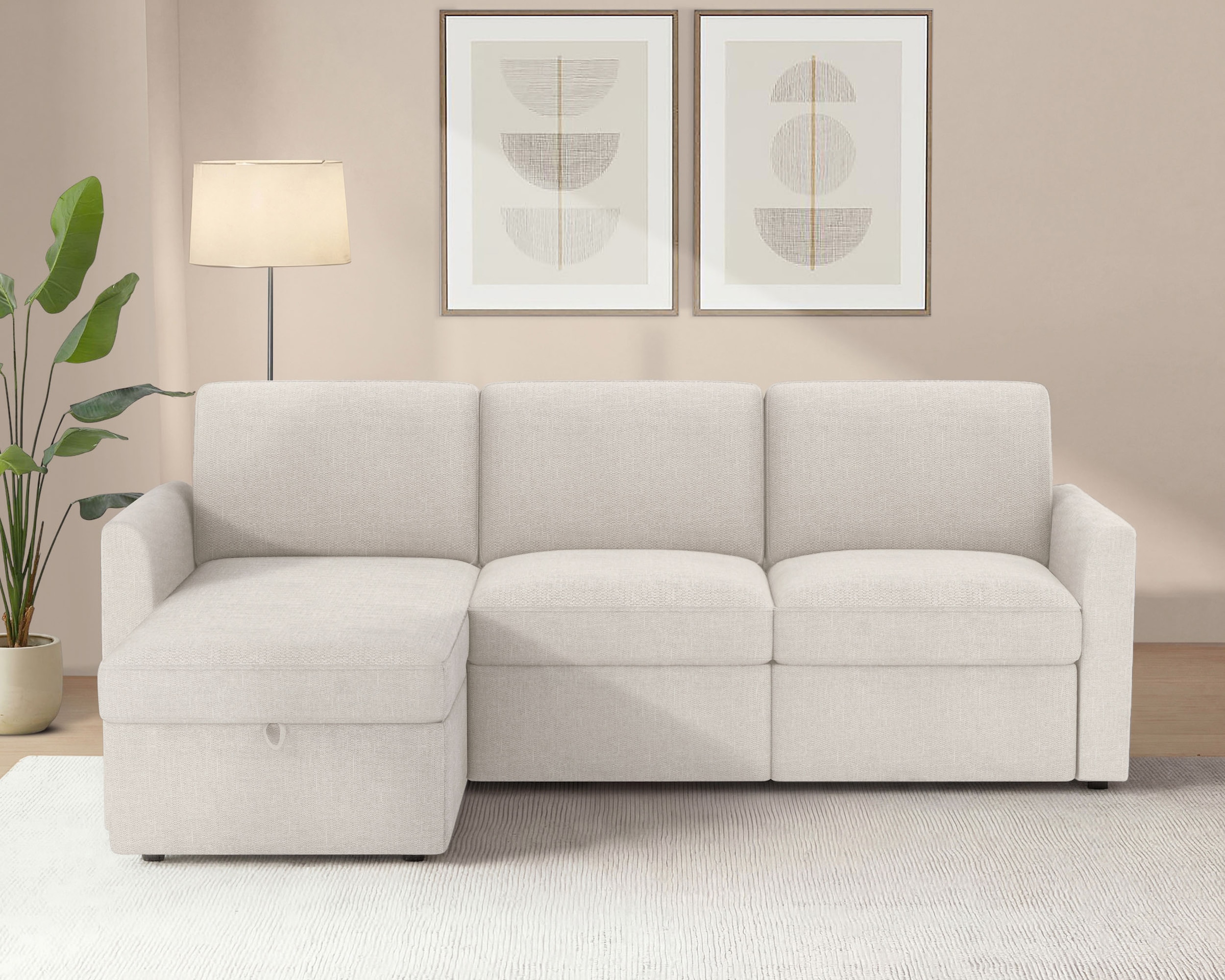Dorel Home Ecksofa »NORDHUS, L-Form, 200 cm, Recamiere rechts/links montierbar« mit Stauraum, feiner Webstoff-Bezug