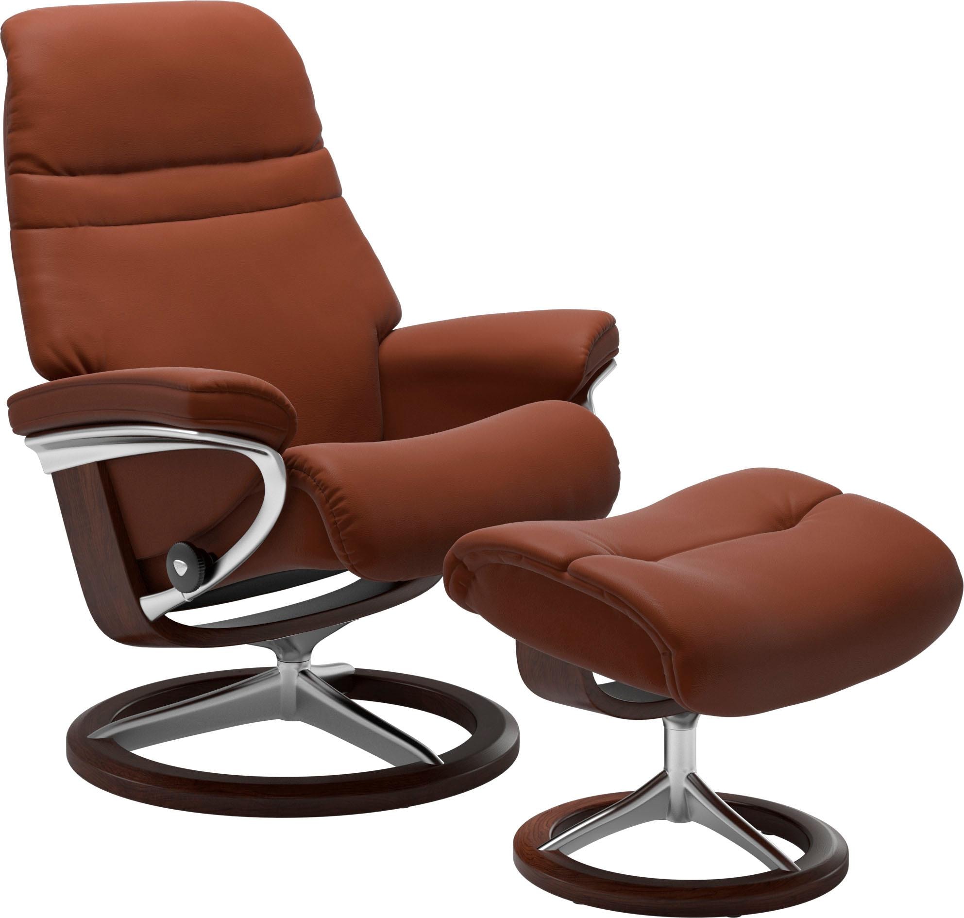 Stressless® Relaxsessel »Sunrise« Relaxsessel mit Hocker,  mit Signature Base, Größe M, Gestell Braun, in 2 Lederqualitäten lieferbar