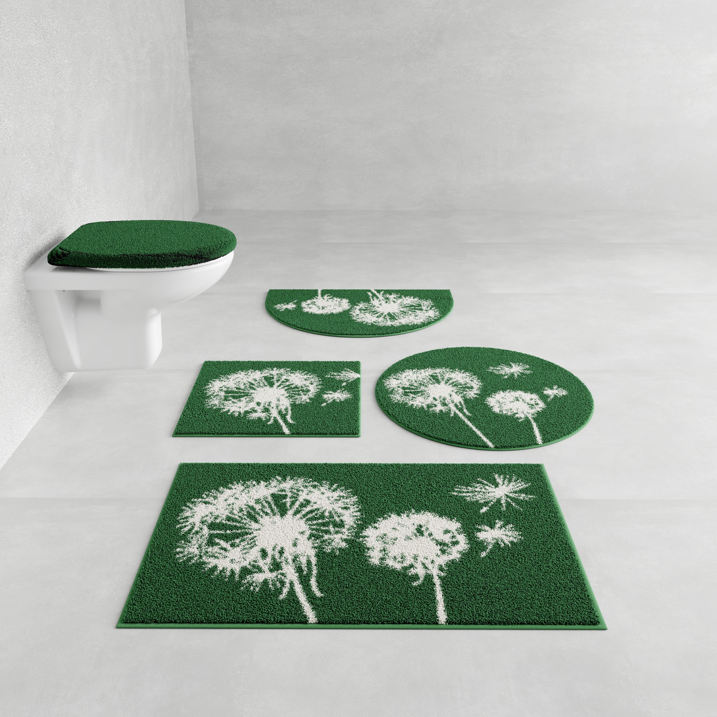 Grund Badematte "Pusteblume, Badvorleger, Badezimmer Teppich, sehr weich" Höhe 20 mm rutschhemmend beschichtet fußbodenheizungsgeeignet  schnell trocknend weiche Haptik, auch als 2-teiliges Set erhältlich, Made in Europe