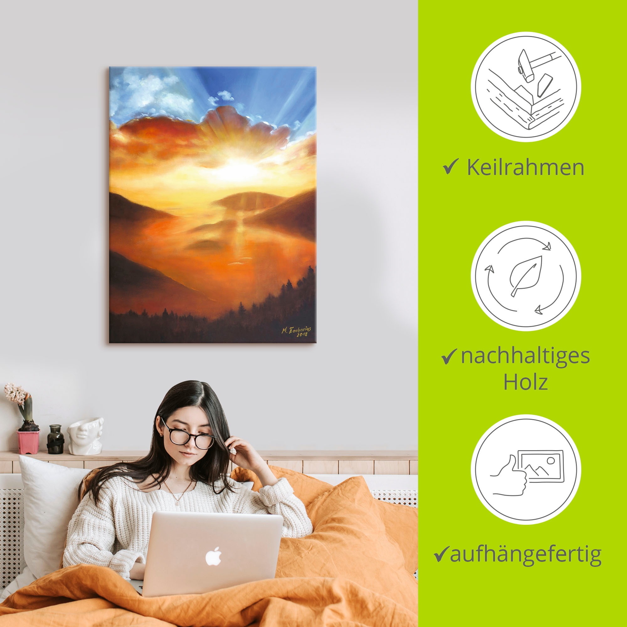 Artland Leinwandbild »Erwachen in der Natur« Bilder vom Sonnenuntergang & -aufgang 1 Stk. tlg. auf Holzrahmen gespannt