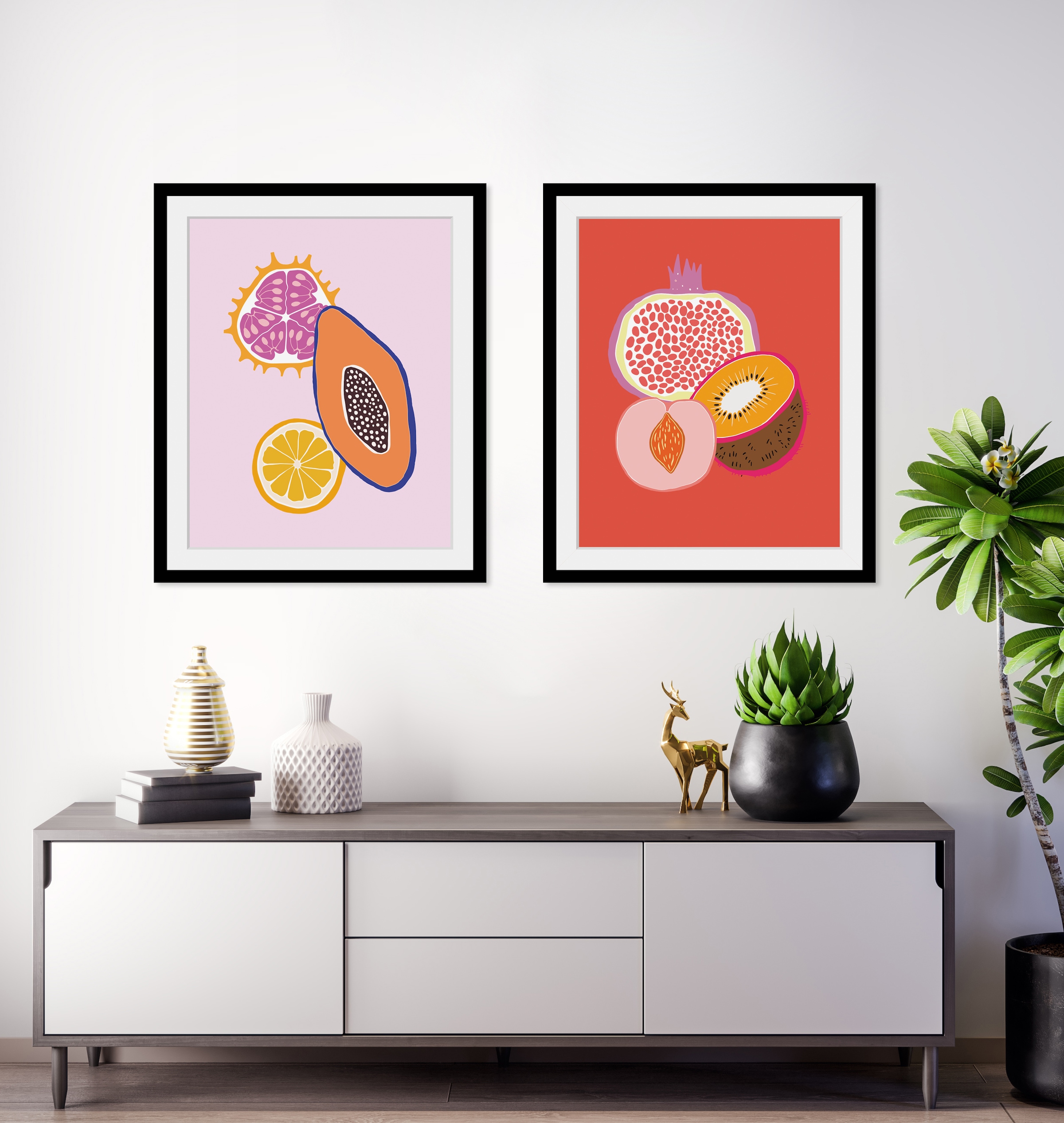 queence Bild »Jannis«, Obst-Obst Bilder-Kunst-Lebensmittel, HD Premium Poster-Druck inkl. Holzrahmen