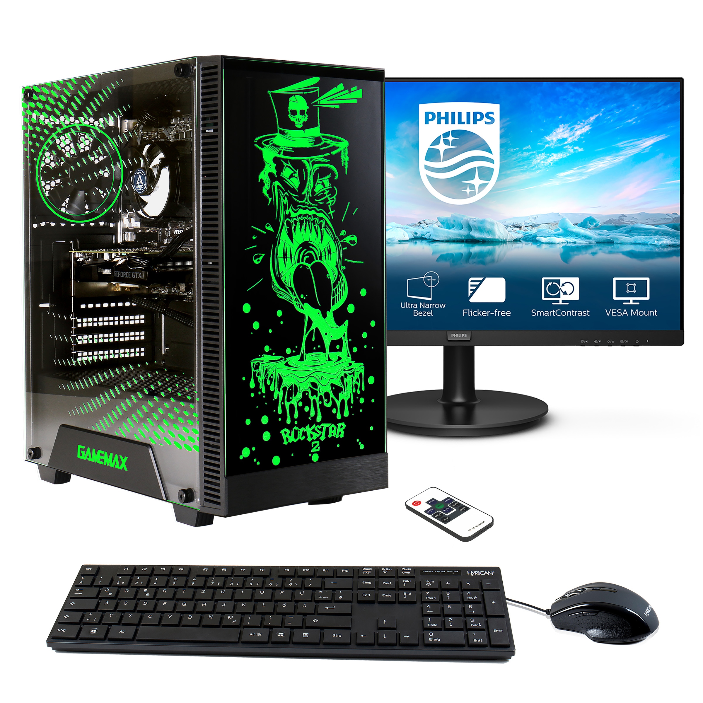 Hyrican Gaming-PC-Komplettsystem »Rockstar SET02160«, Windows 11, inklusive 24" Monitor Philips 241V8LA