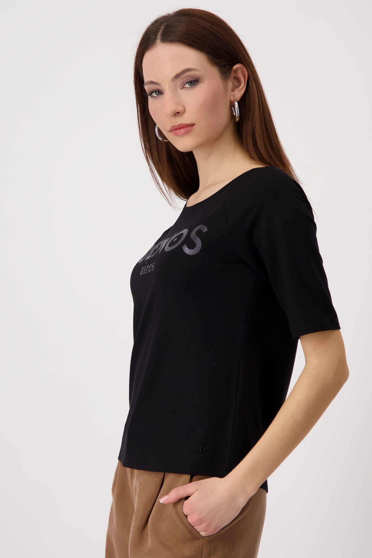 Monari Rundhalsshirt, mit Folienglanzdruck