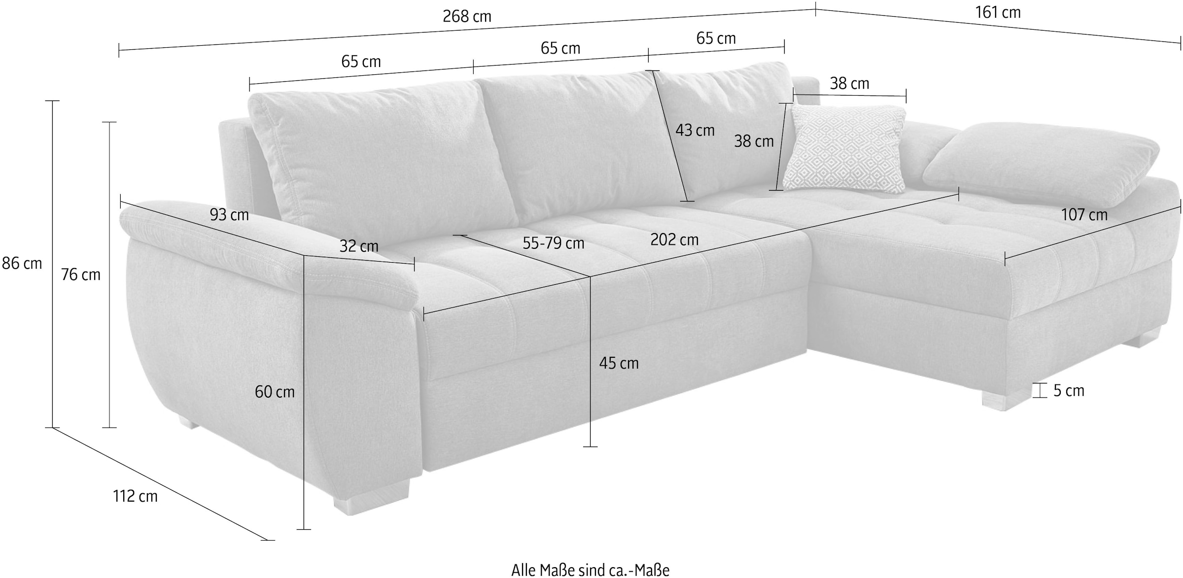 Jockenhöfer Gruppe Ecksofa montierbar oder auf Bettfunktion Ottomane Bettkasten, mit »Alster«, rechts und kaufen links Raten