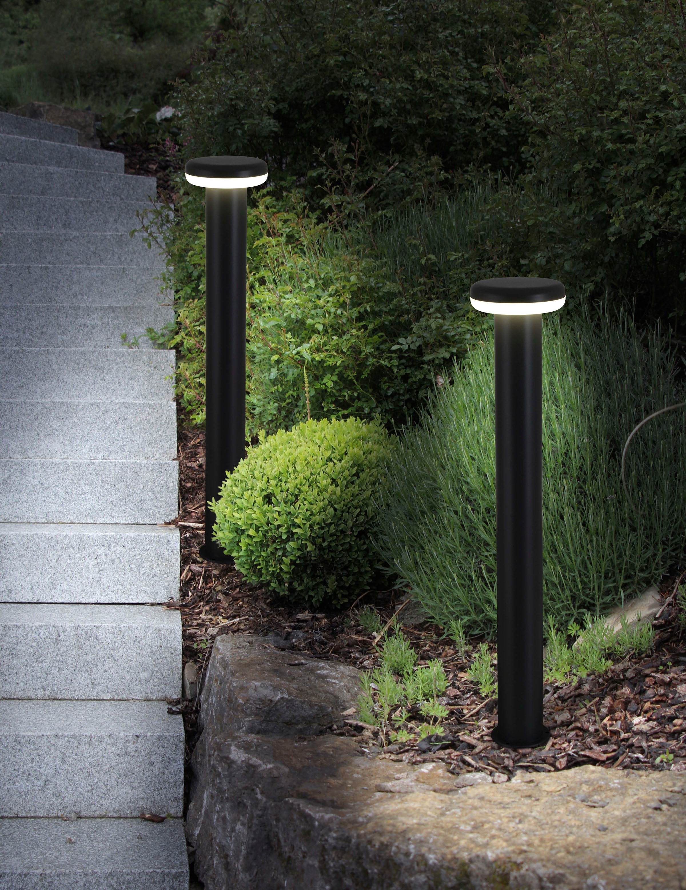 näve LED Sockelleuchte »Pilz«, 1 flammig, Leuchtmittel LED-Board | LED fest integriert, Außenleuchte, Terrasse, anthrazit, Höhe: 76cm, LED warmweiß
