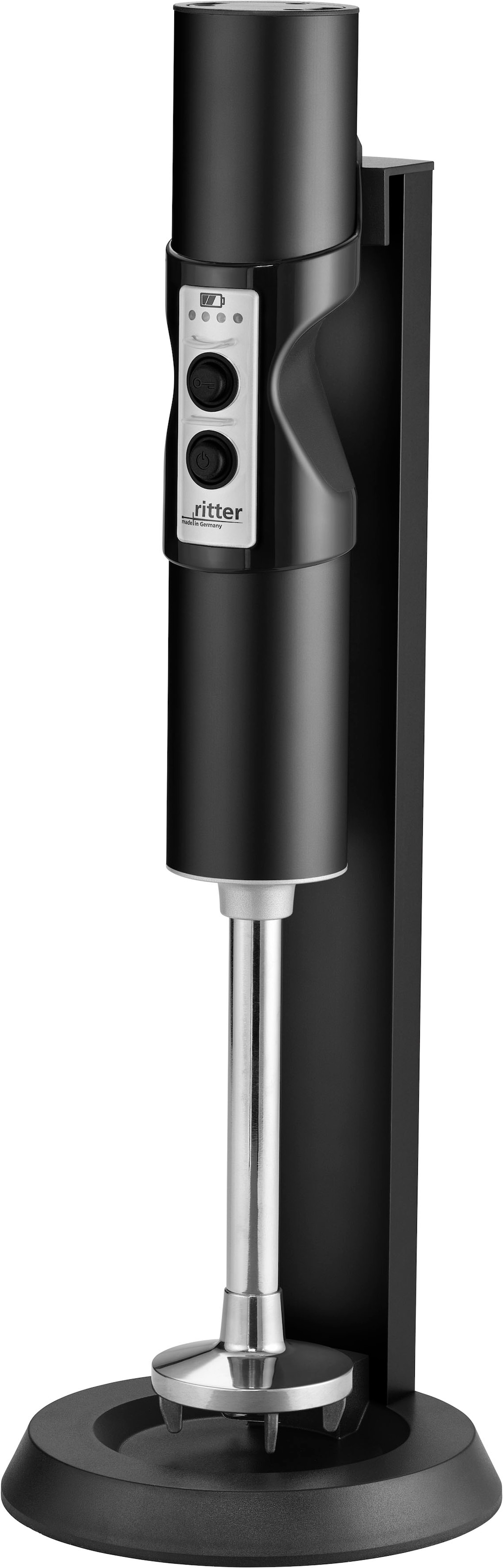 ritter Akku-Stabmixer »stilo 7 Plus Trendfarbe Schwarz«, 120 W, mit 4 Aufsätzen aus Edelstahl sowie 2 Mixbechern