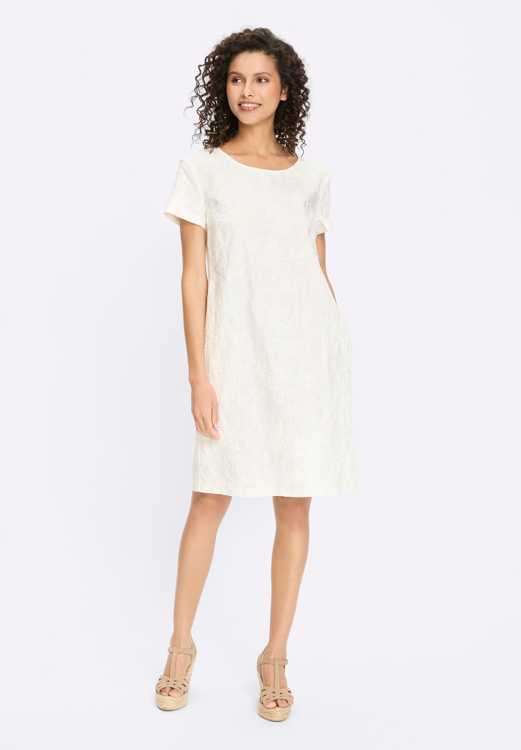 heine Sommerkleid »Kleid Sommerkleid mit Blumen-Stickerei« Nahttasche