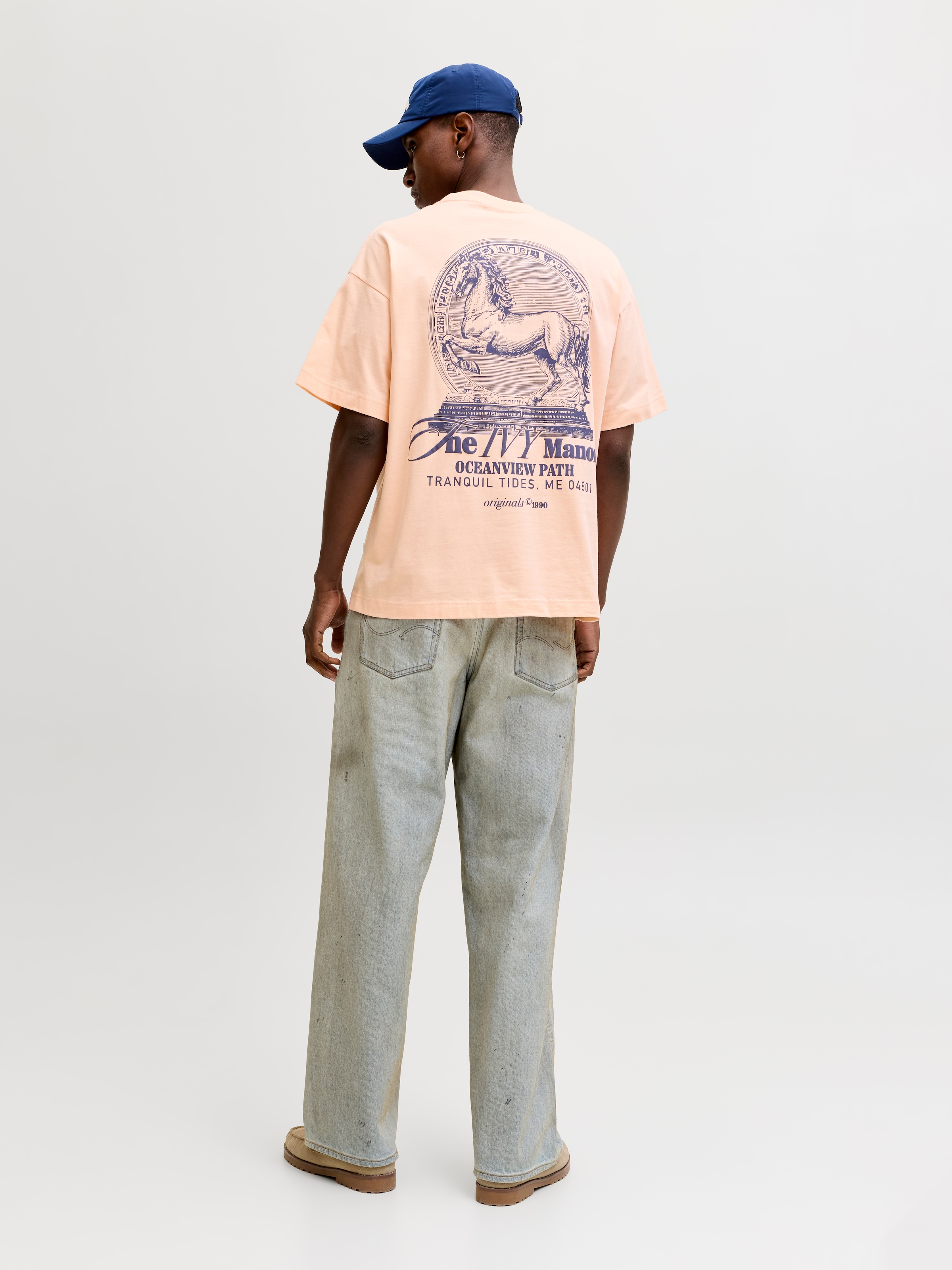 Jack & Jones Kurzarmshirt »JORMAINE BACK TEE SS CREW NECK SN« Baumwolle, relaxed fit