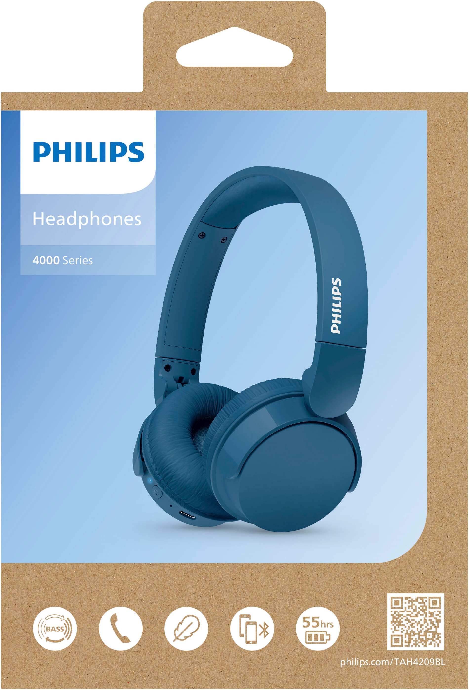 Philips On-Ear-Kopfhörer »TAH4209«, Bluetooth-A2DP Bluetooth-AVRCP Bluetooth-HFP, Geräuschisolierung-Multi-Point-Verbindung-Sprachsteuerung-integrierte Steuerung für Anrufe und Musik