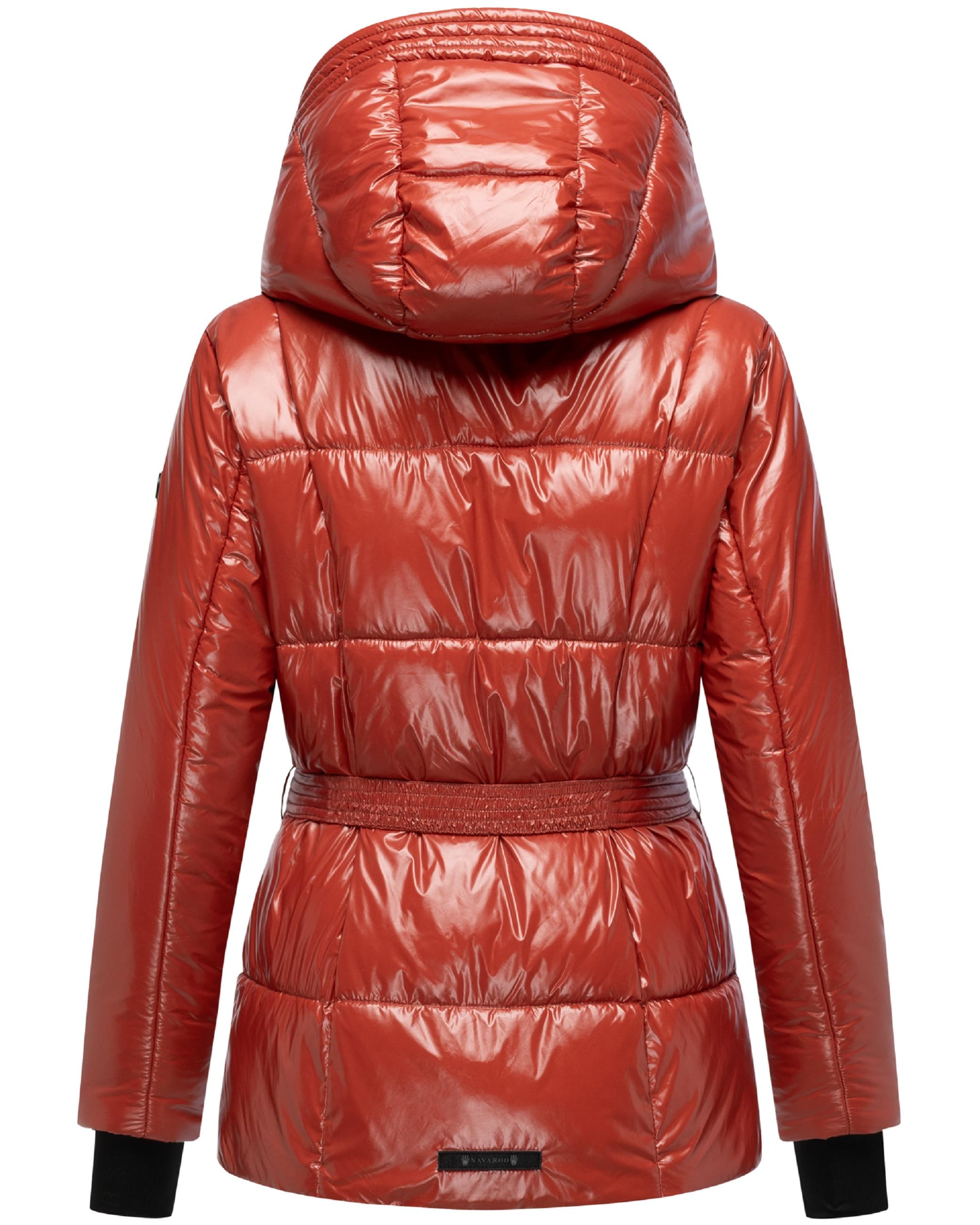 Navahoo Steppjacke »Steppjacke Eisglanz 14« mit Kapuze Glänzende Damen Winterjacke mit Taillengürtel