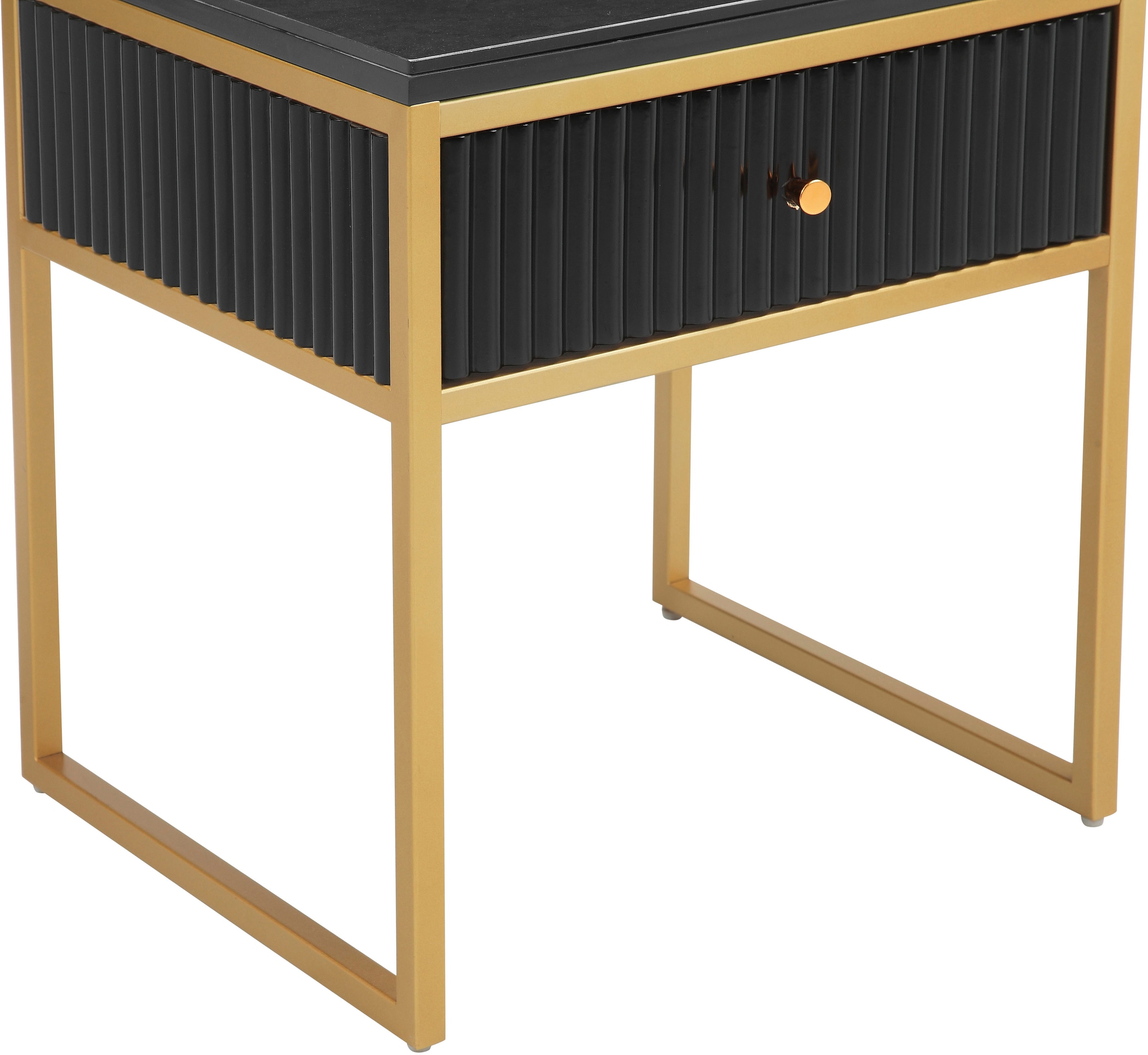 Leonique Beistelltisch »Fleuriss« Keramikplatte, goldene Beine, FSC-zertifiziertes Holz, Breite 50 cm