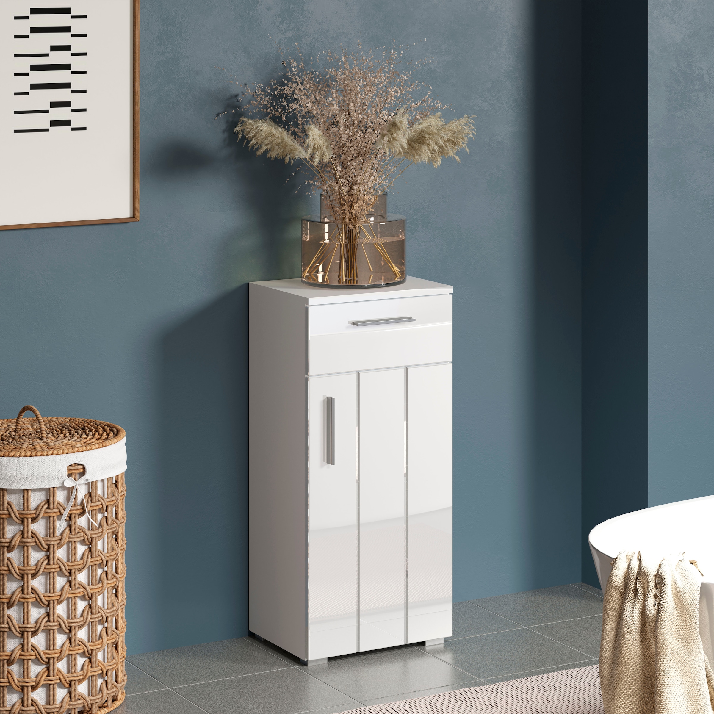 welltime Unterschrank »Prag«, (1 St.), Standschrank mit wechselbarem Türanschlag - (B/T/H) 37/31/83 cm