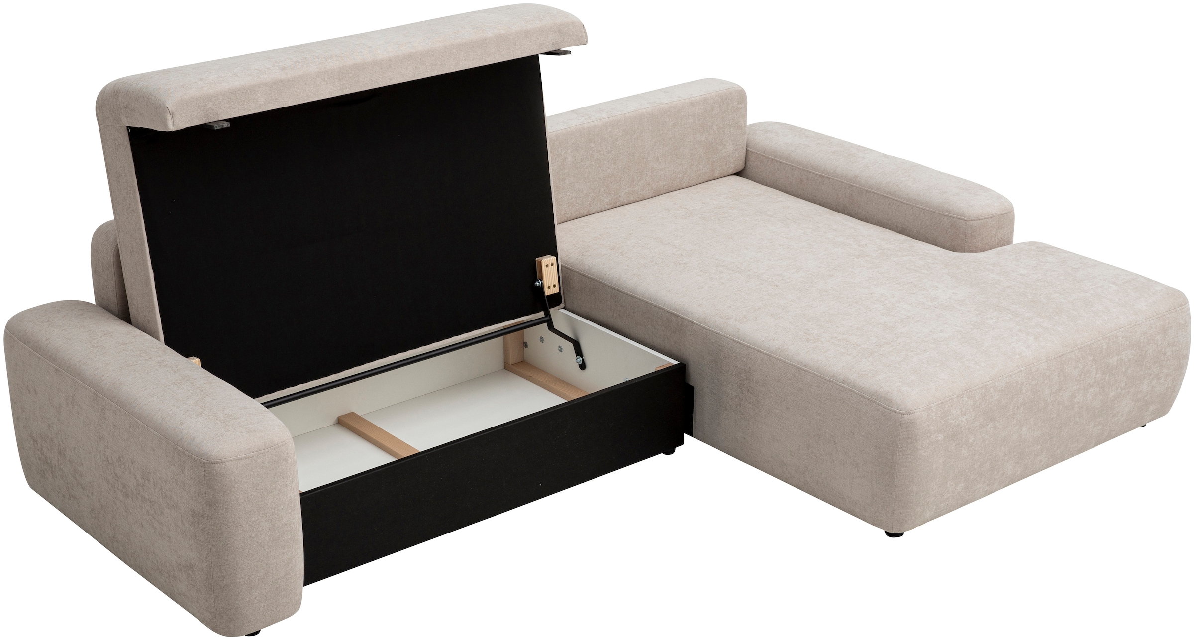 INOSIGN Ecksofa »TORGE (264cm), Schlafsofa in Cord, Samtvelours o Struktur fein, L-Form«, Schlaffunktion, Bettkasten, Liegefläche: 125/210 cm