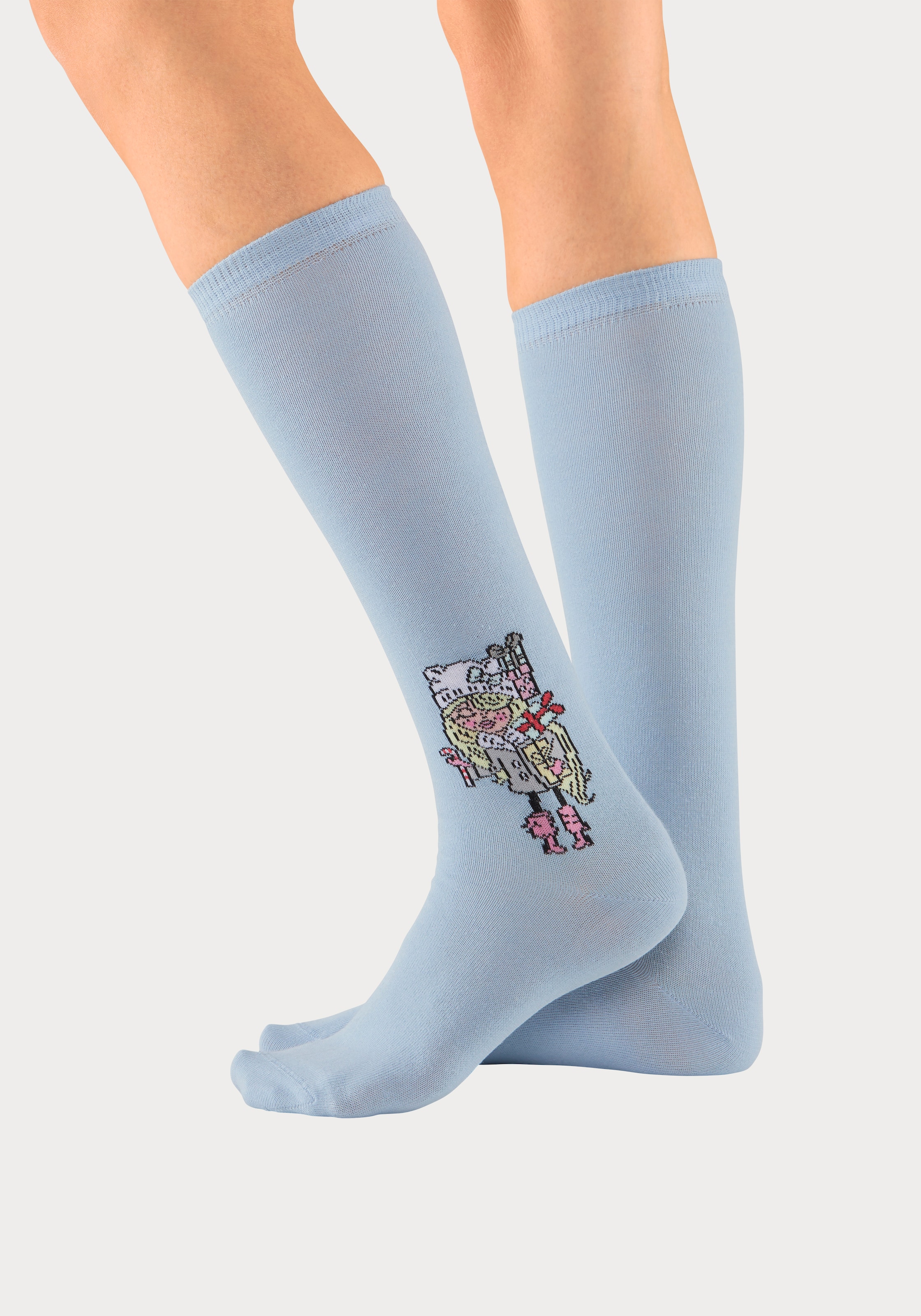 H.I.S Kniestrümpfe Packung, 5 Stk. tlg. mit eingestricktem Motiv