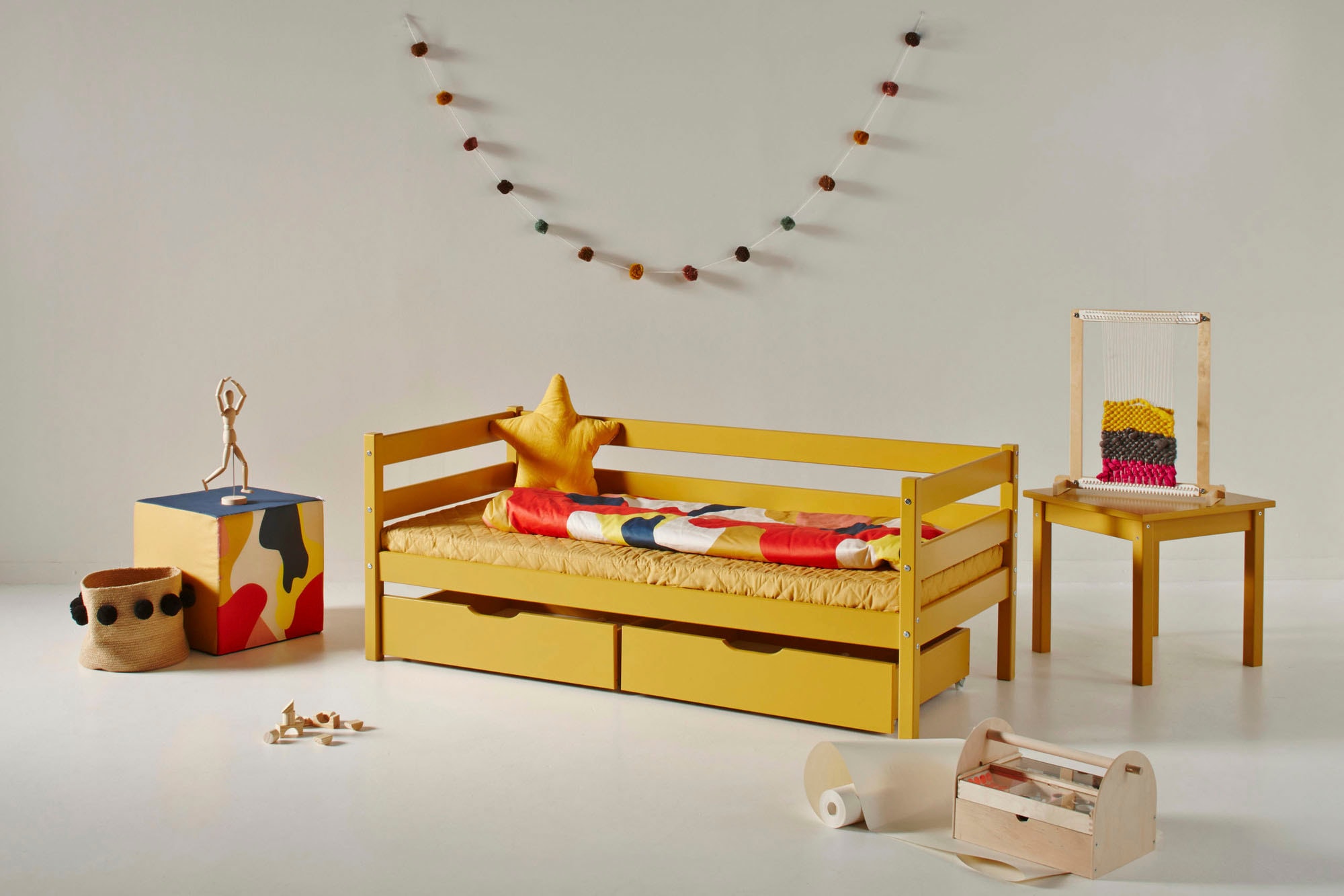 Hoppekids Einzelbett »ECO Comfort Kinderbett, Kiefer Massivholz, Jugendbett inkl. Rollrost«, 70x160 cm, wahlweise in verschieden Farben/ Matratze/ Absturzsicherung