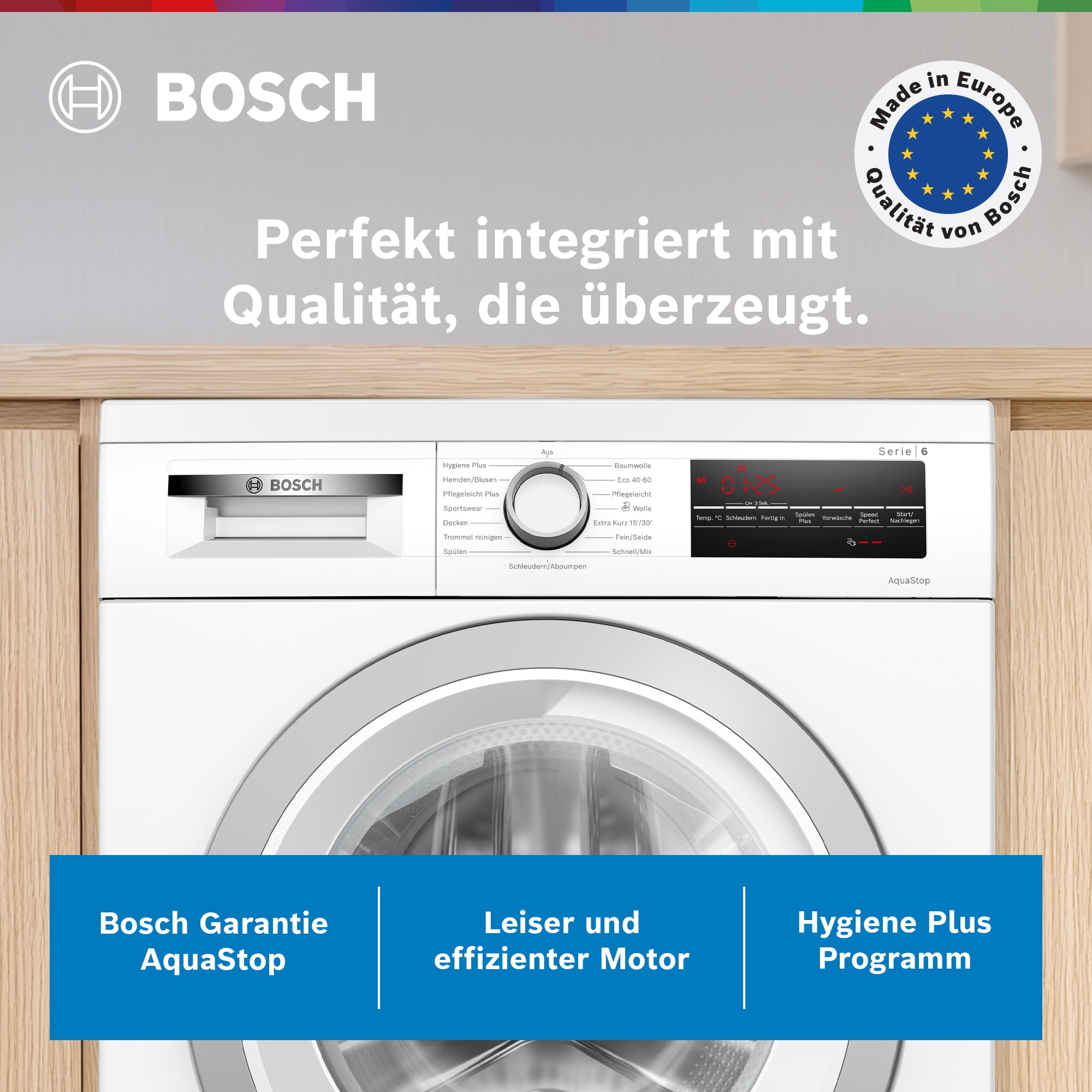BOSCH Waschmaschine »WUU28T70« 8 kg 1400 U/min unterbaufähig, Speed Perfect, Hygiene Plus, großes LED-Display