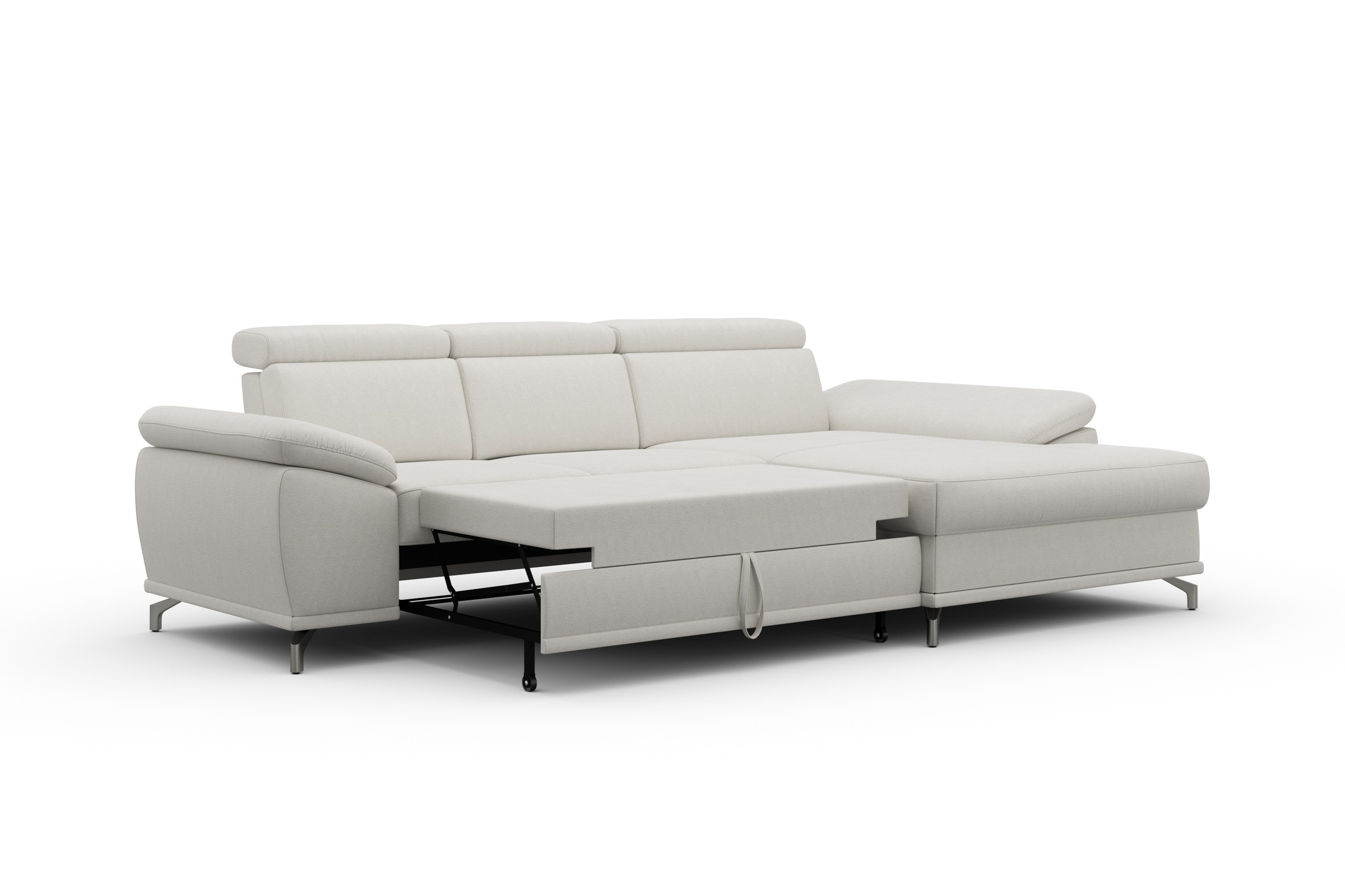 sit&more Ecksofa »Cabrio L-Form, mit Sitztiefenverstellung, Arm- und Kopfteilverstellung«, 2 Nierenkissen, Federkern, optional Bettfunktion und Stauraum