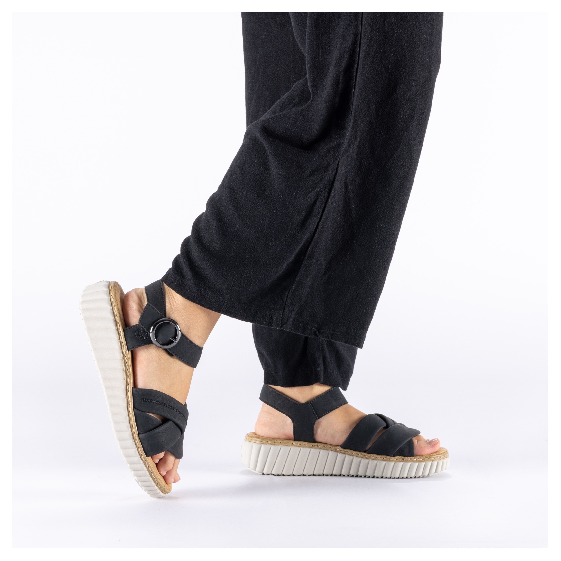 Rieker Keilsandalette  Klettschuh, Sommerschuh, Plateausandale mit Schmuckelemente