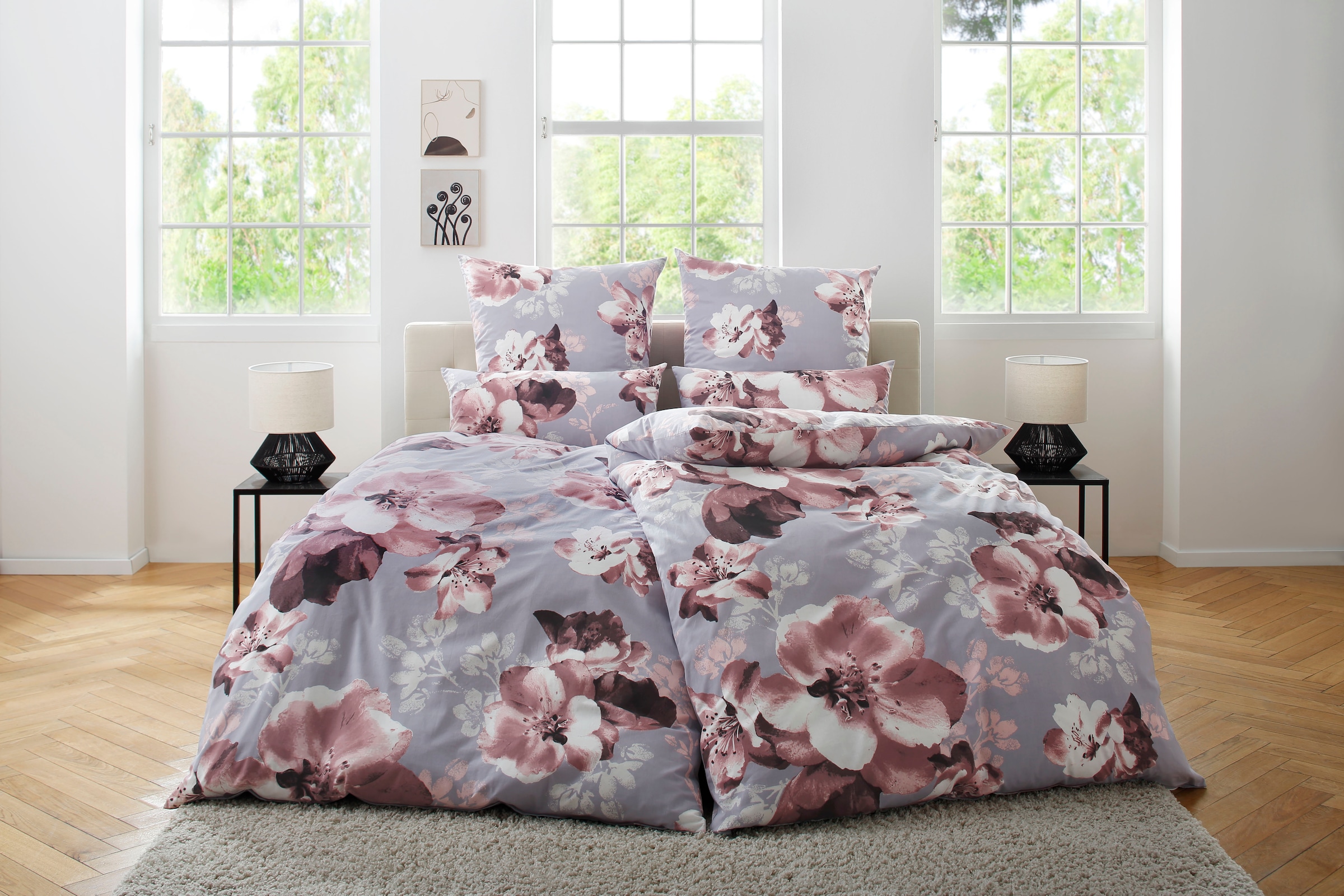 OTTO home Bettwäsche "MELINA" 2 Stk. florale Bettwäsche mit Reißverschluss, ab Gr. 135x200 cm
