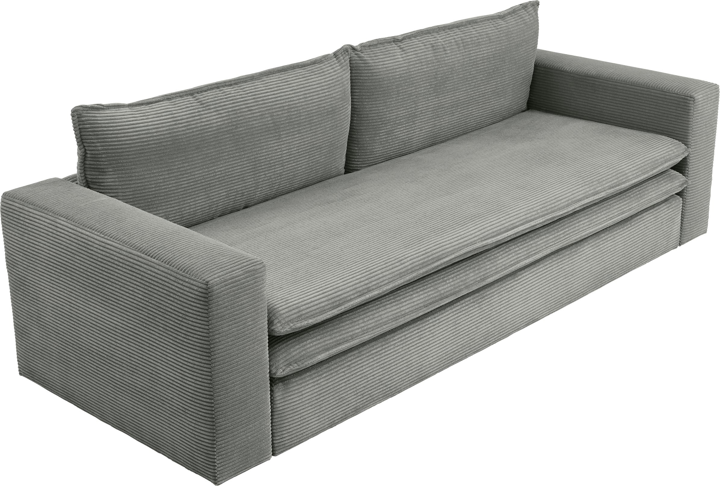 Places of Style 3-Sitzer »PIAGGE«, Cord-Bezug - mit Bettfunktion und Bettkasten, mit praktischem Topper