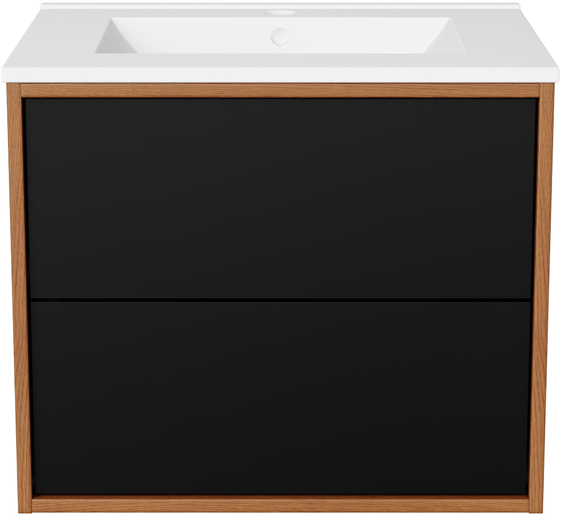 welltime Waschtisch »Waschbeckenunterschrank Line mit Waschbecken,Badmöbel,zwei Schubladen«, Badschrank mit Waschbecken, Push to open, Maße B/H/T: 61/53/47 cm
