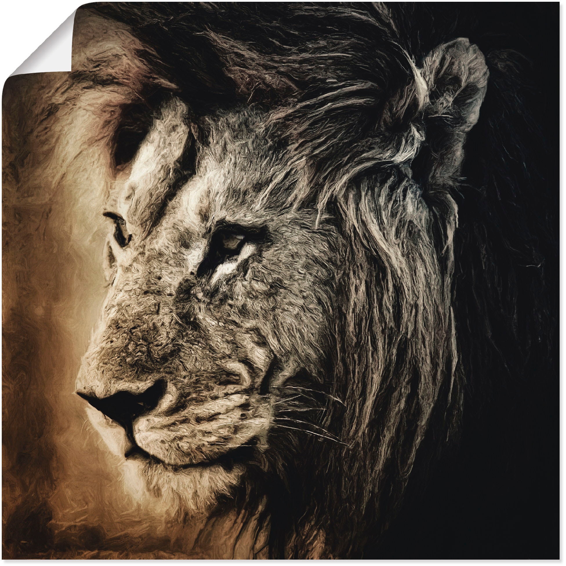 Leinwandbild, Artland St.), (1 »Löwe Größen II«, in versch. Wildtiere, als auf oder Wandbild bestellen Poster Wandaufkleber Rechnung