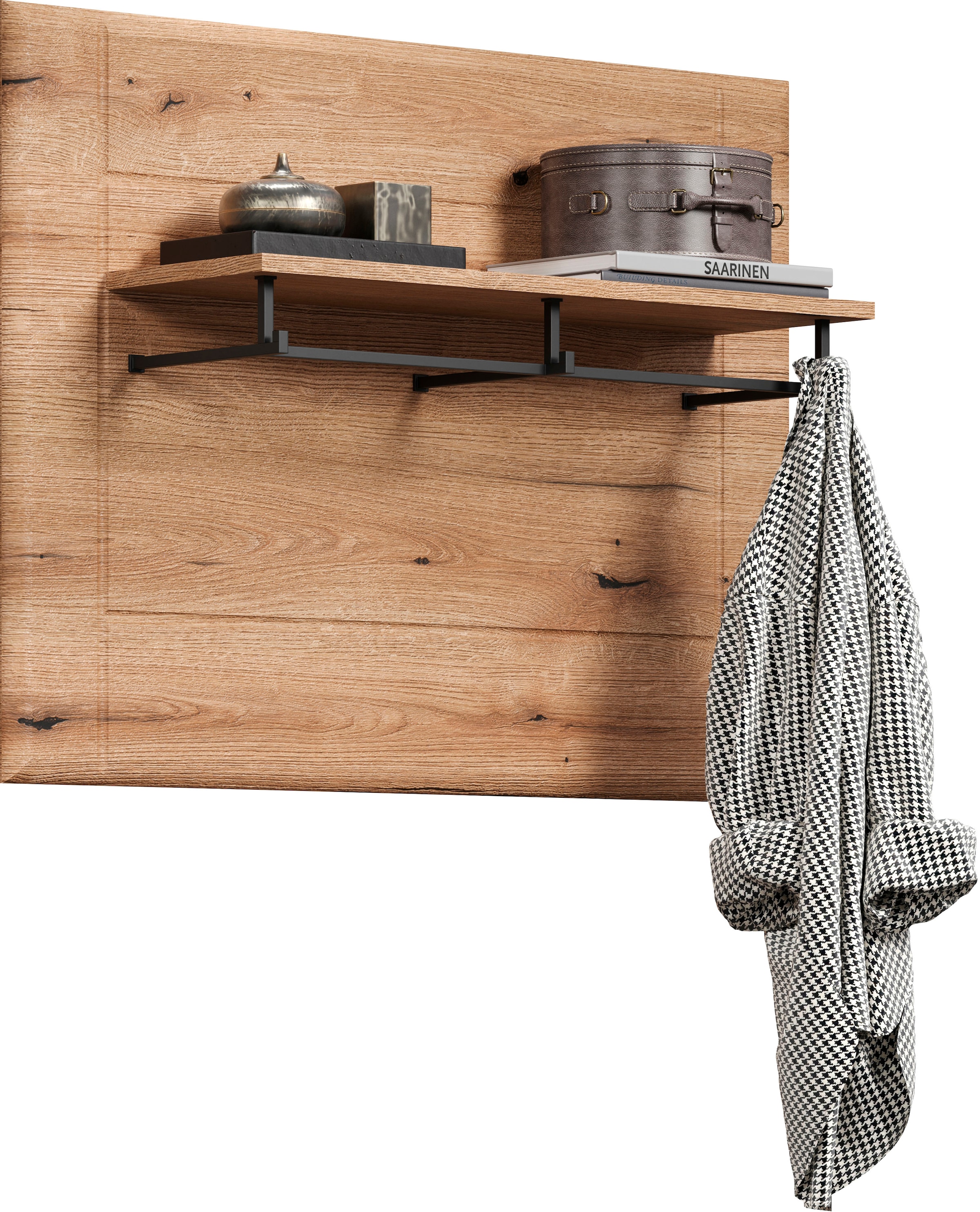 INOSIGN Wandboard »Graz«, (Packung, 1 St.), Maße (B/H/T in cm): (91/70/26) - Farbe: Weiß Hochglanz und Eiche