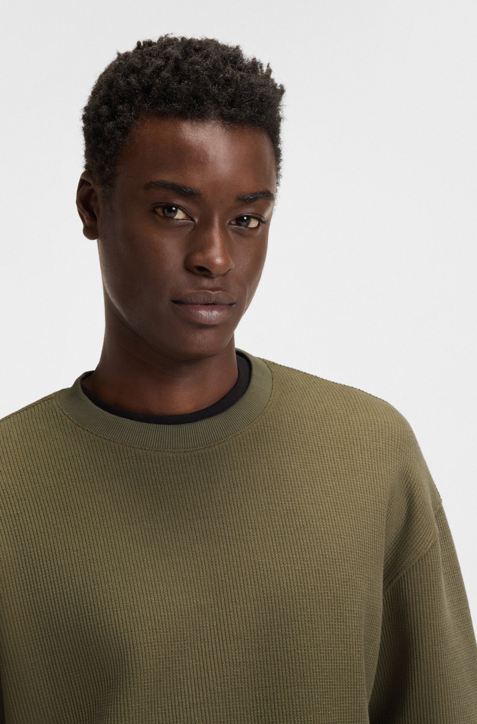 HUGO Blue T-Shirt »Nuwaffle«, mit Waffelmuster