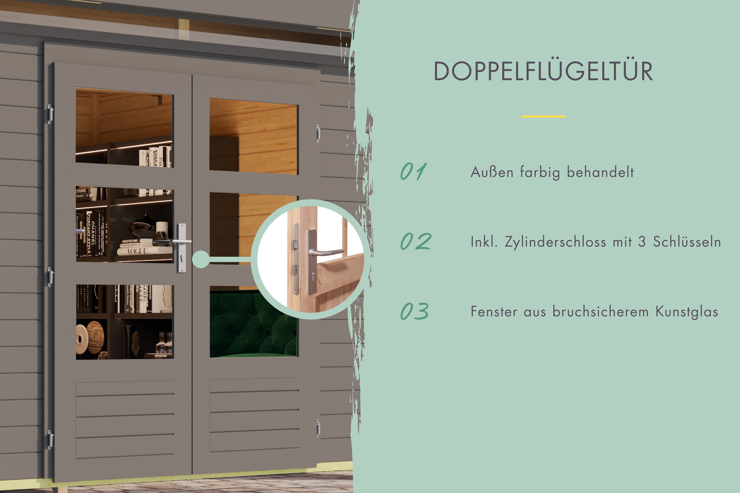 Karibu Gartenhaus »Langesee 3,5 mit Anbaudach« aus hochwertiger nordischer Fichte mit wasserabweisender Profilierung