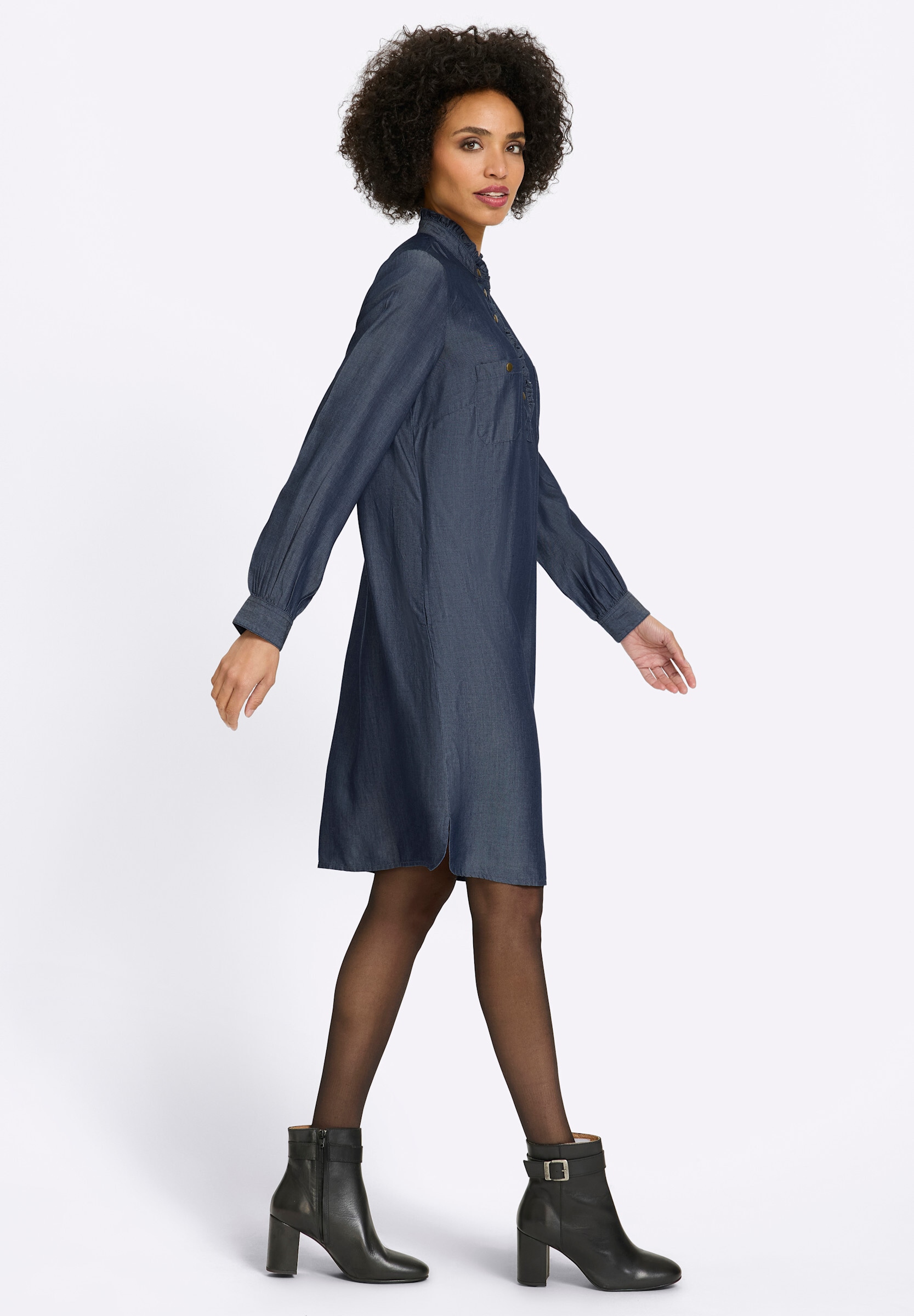 heine Hemdblusenkleid »Webkleid Blusenkleid in Denim-Optik« Brusttasche