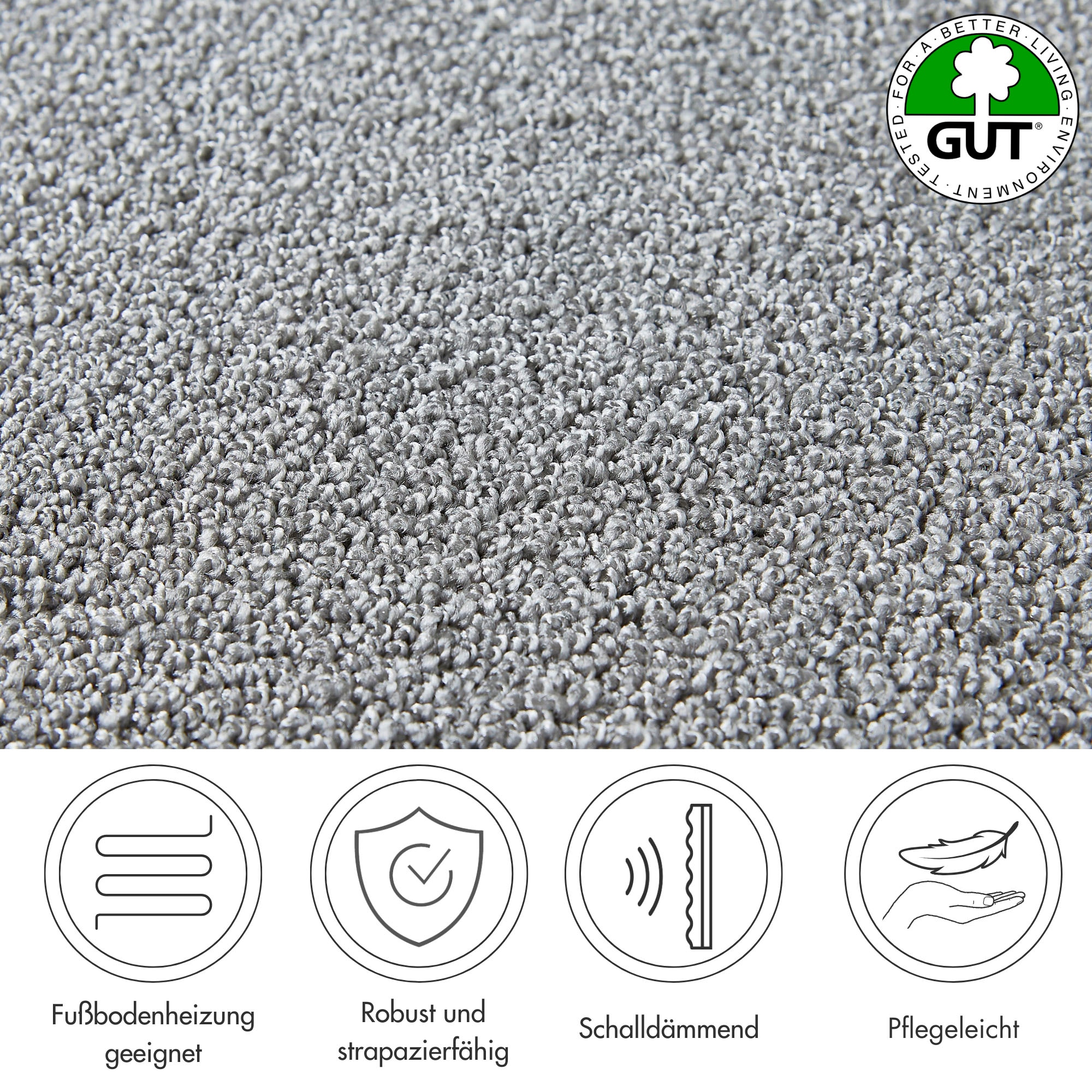 Andiamo Teppichboden »Rubinoy, Schlinge, Made in Belgium«, rechteckig, 8,5 mm Höhe, Breite 400 cm oder 500 cm, Wohnzimmer, strapazierfähig & robust