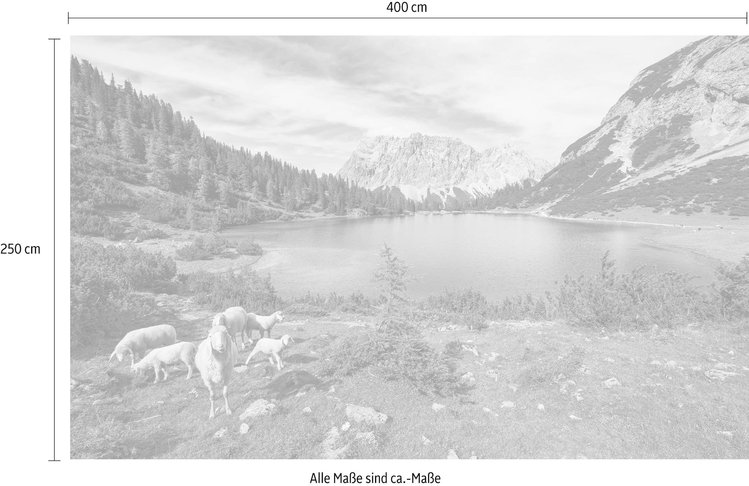 Komar Vliestapete »Digitaldruck Vlies - Paradise Lake - Größe 400 x 250 cm«, bedruckt, Wohnzimmer, Schlafzimmer
