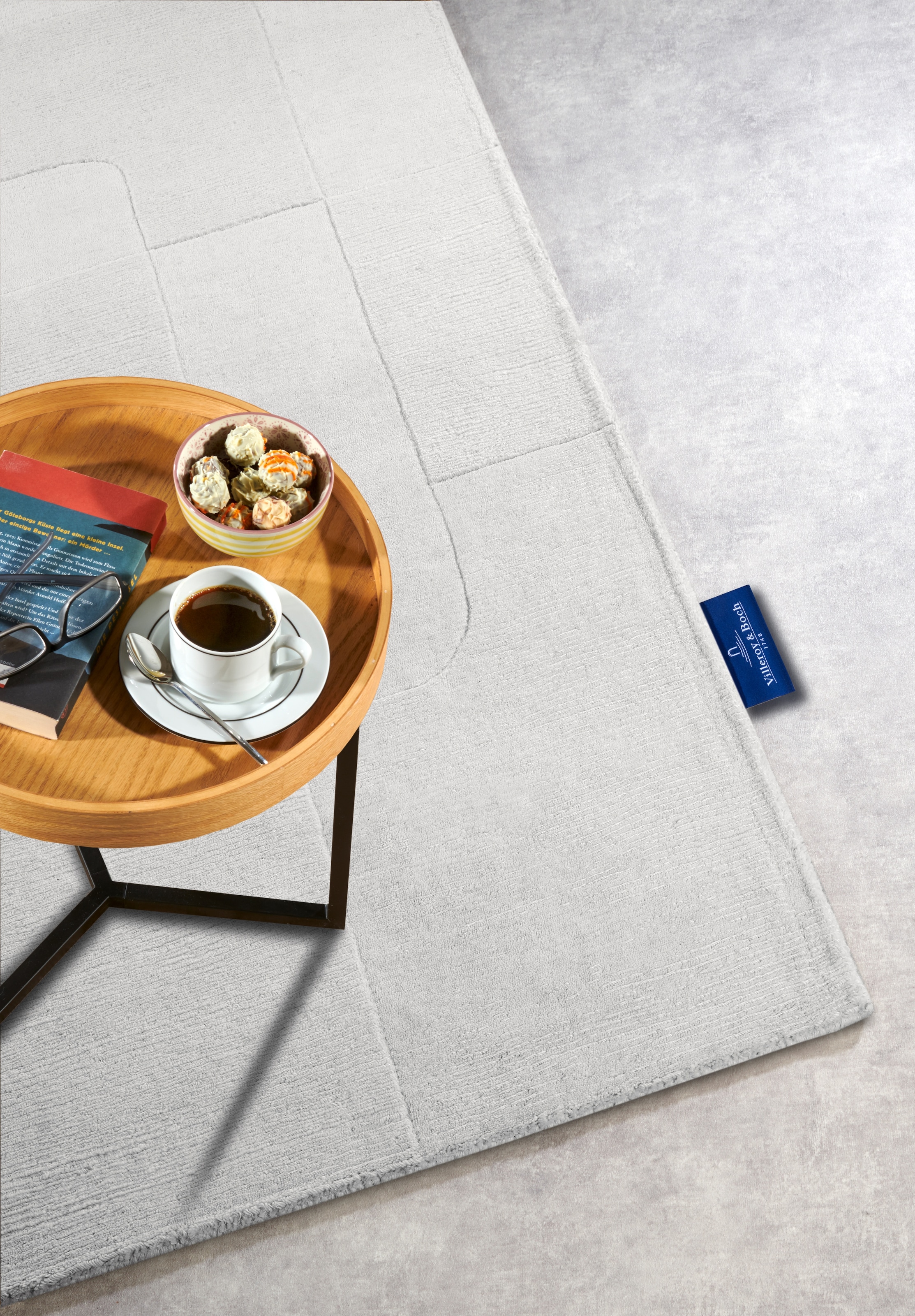 Villeroy & Boch Wollteppich »Charlotte«, rechteckig, 10 mm Höhe, Läufer, Handgewebt, Wolle, Natur, Läufer, Wohnzimmer, Geometrie