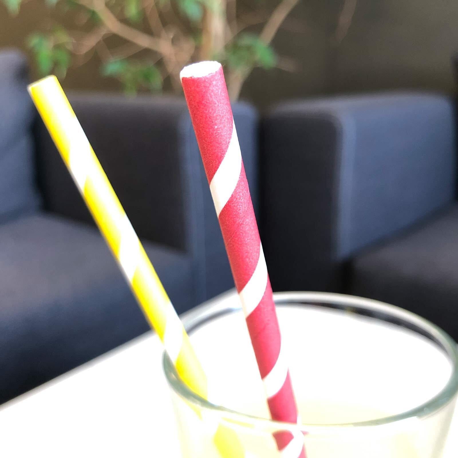 LUXENTU Trinkhalme »Papier-Trinkhalme gestreift 20 cm 100er Set« Aus stabilem und hochwertigem Papier, ungebleicht, frei von Chemikalien, 100% biologisch abbaubar, absolut geschmacksneutral