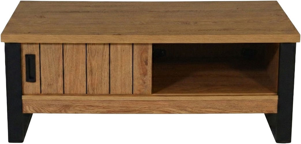 Jahnke Couchtisch »RIVA COFFEE« Couchtisch mit Stauraum & Schiebetüren, Eiche-Optik, Breite: 108,5 cm