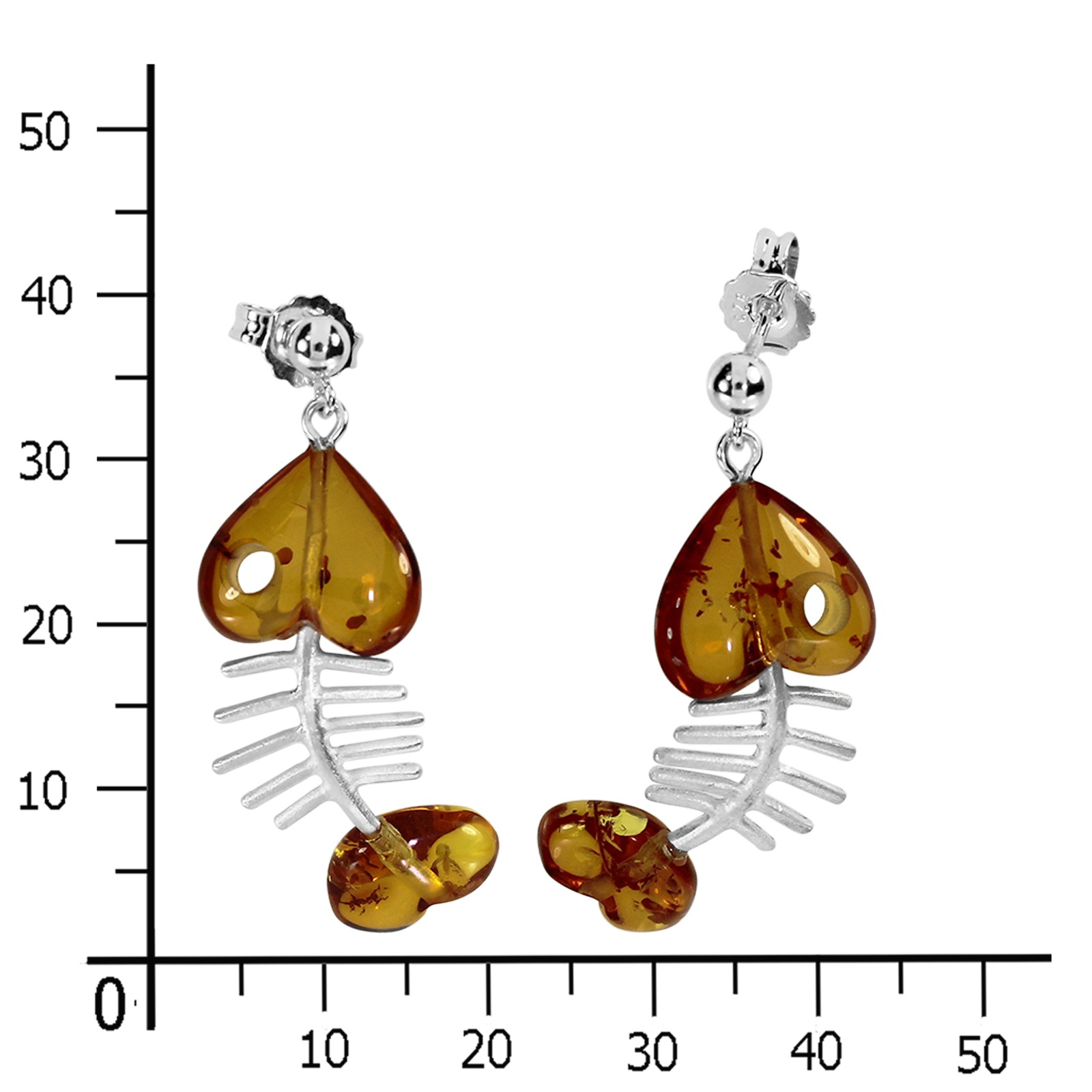 OSTSEE-SCHMUCK Paar Ohrhänger »- Fisch 30 mm - Silber 925/000 - Bernstein«
