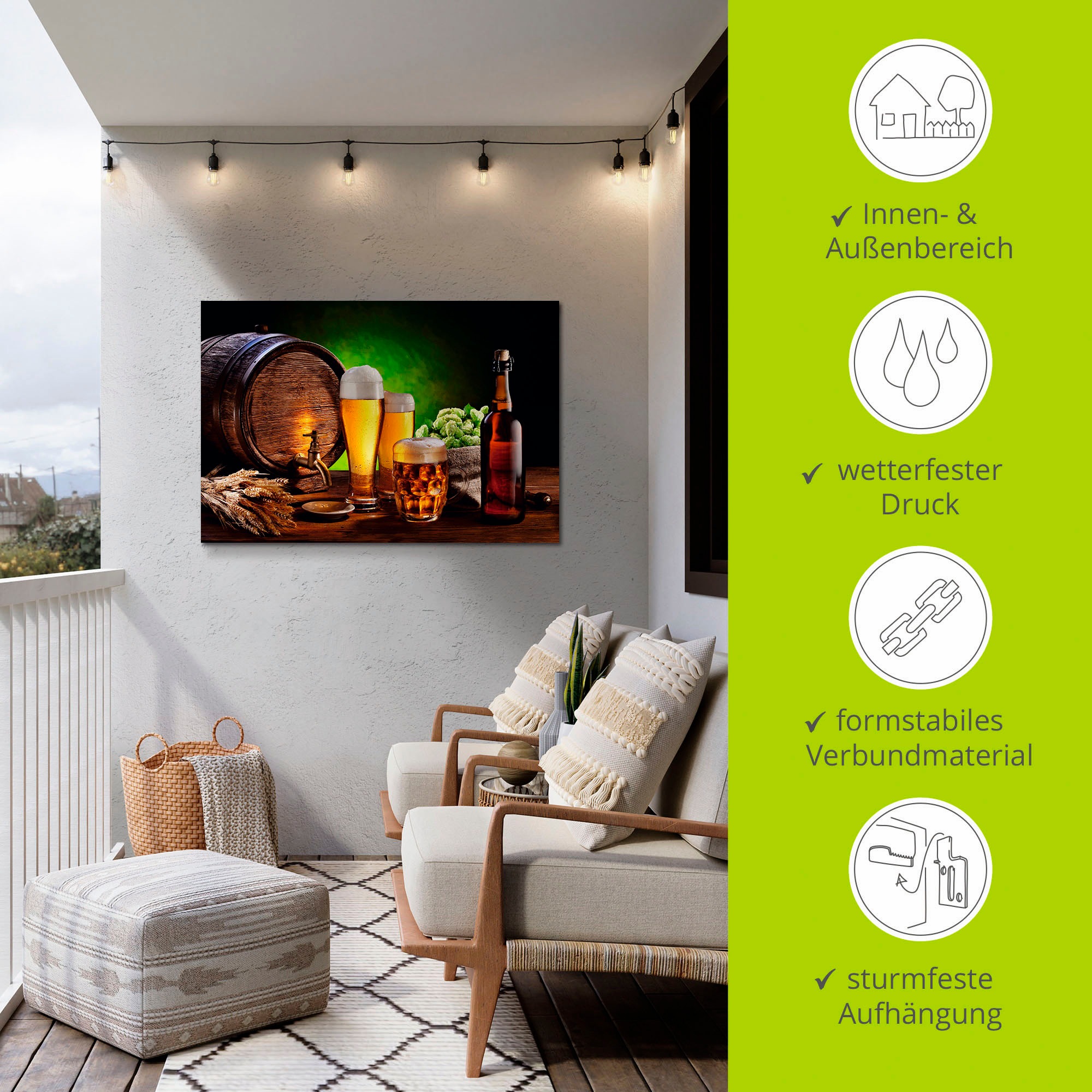 Artland Wandbild »Bier Stillleben« Getränke 1 Stk. tlg. als Alubild, Leinwandbild in verschied. Größen