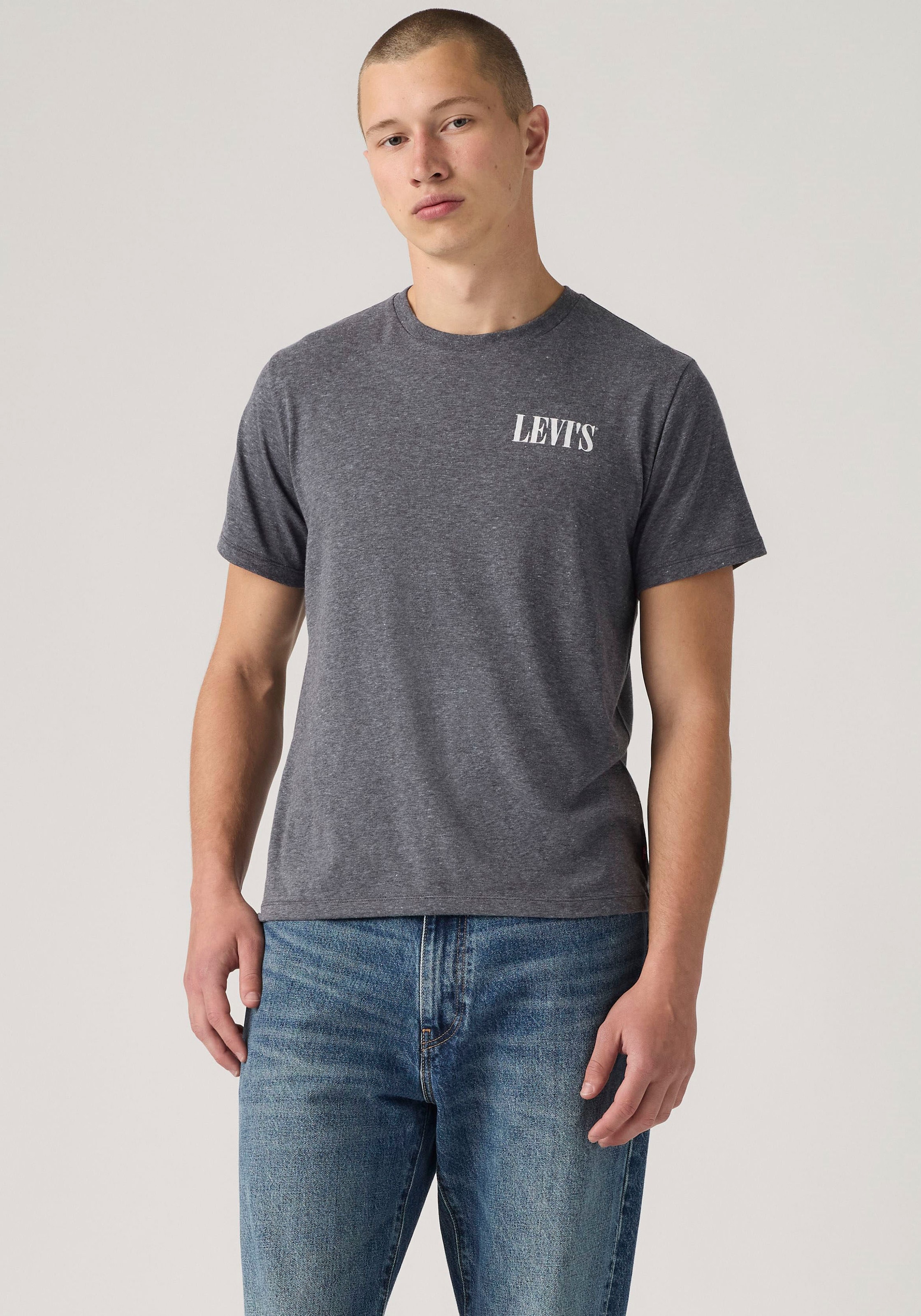 Levi's® T-Shirt »GRAPHIC CREWNECK TEE« Melierter Feinstrick, pflegeleichter Materialmix