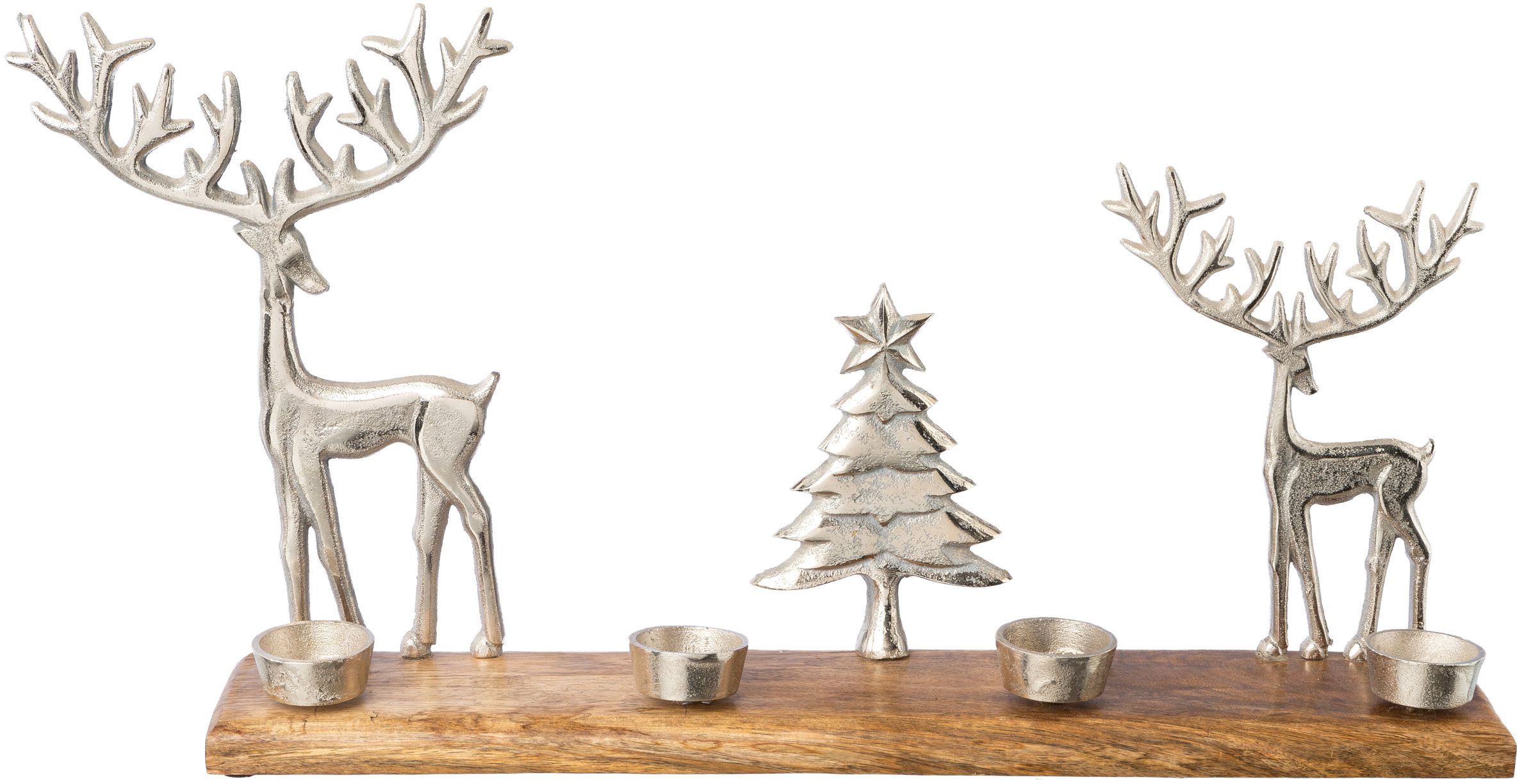 Kerzen, als auf auf 4 deco Adventsleuchter ideal Creativ Raten bestellen Adventsleuchter edler (1 für Holzplatte, »Weihnachtsdeko«, St.),