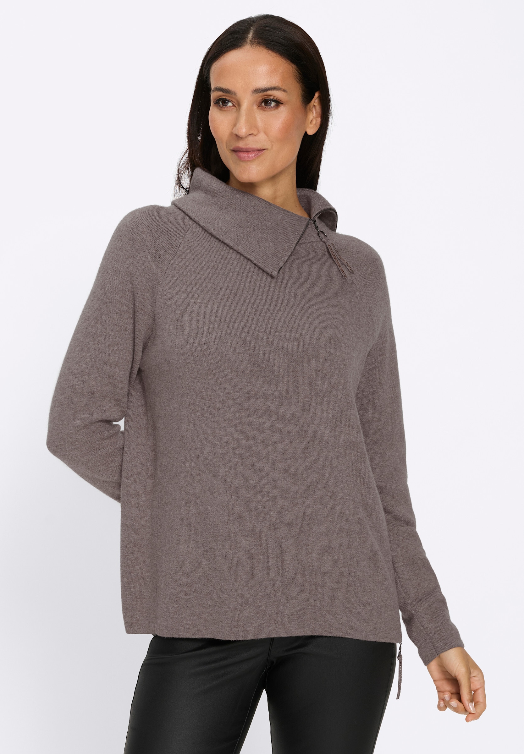 heine Strickpullover »Pullover Strickpullover mit Zipper am Saum«