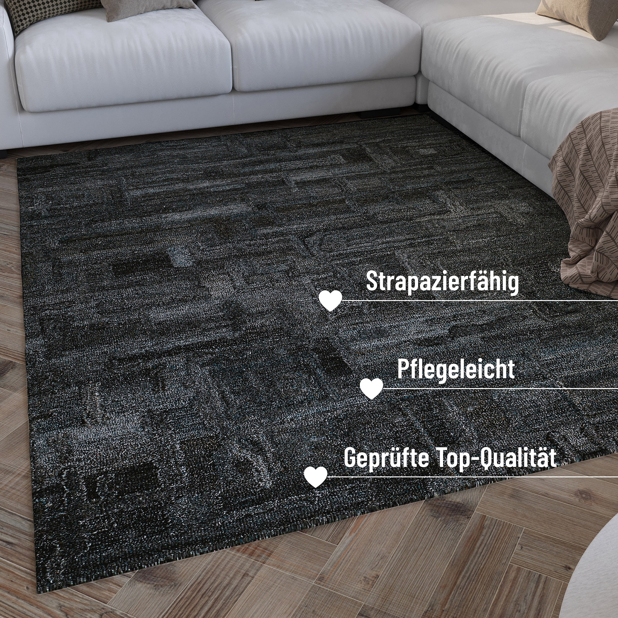 Wecon home Teppich »Hamptons FORTYTWO«, rechteckig, 15 mm Höhe, Läufer, Kurzflor, Wohnzimmer, Schlafzimmer, elegant, geometrisch