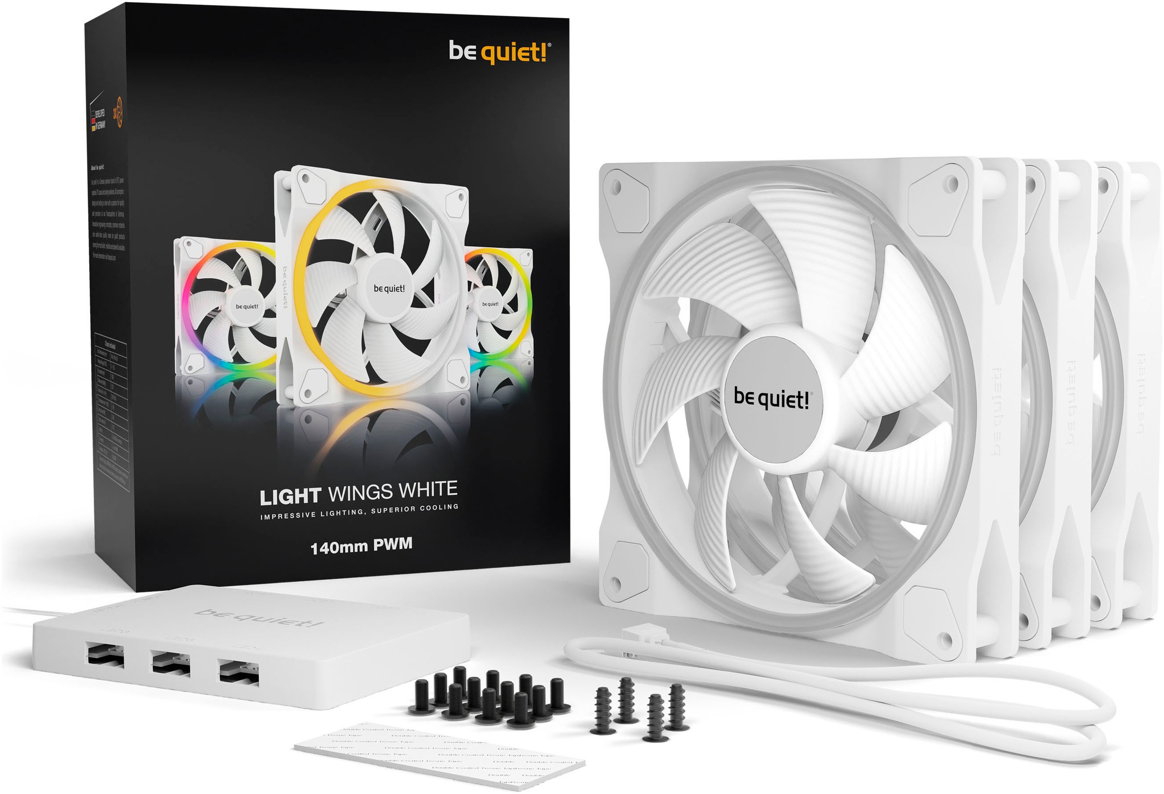 be quiet! Gehäuselüfter »Light Wings 140mm PWM Triple Pack«, (Packung, 3 St.)